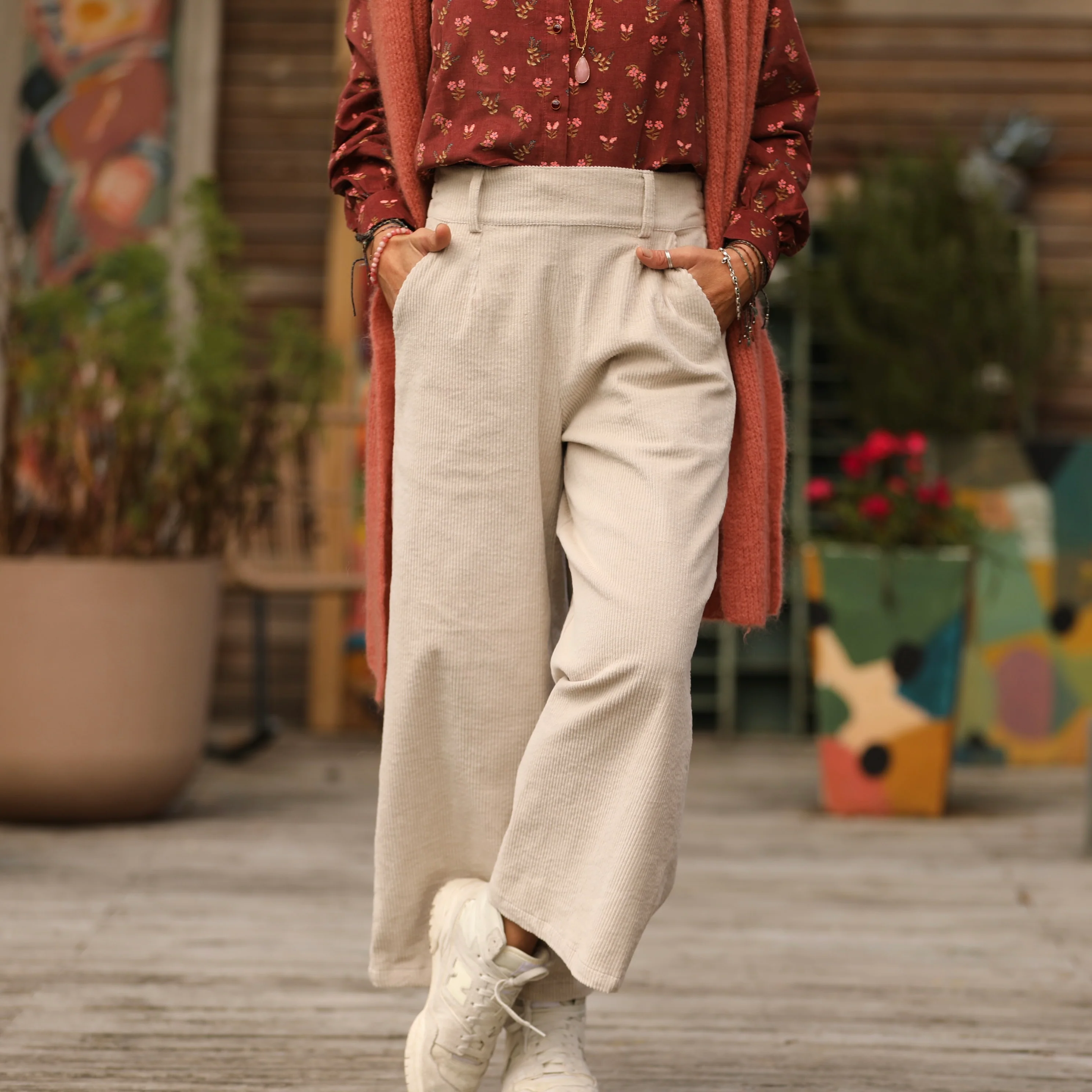 Pantalon Alex - Velours côtelé blanc cassé - Image 4