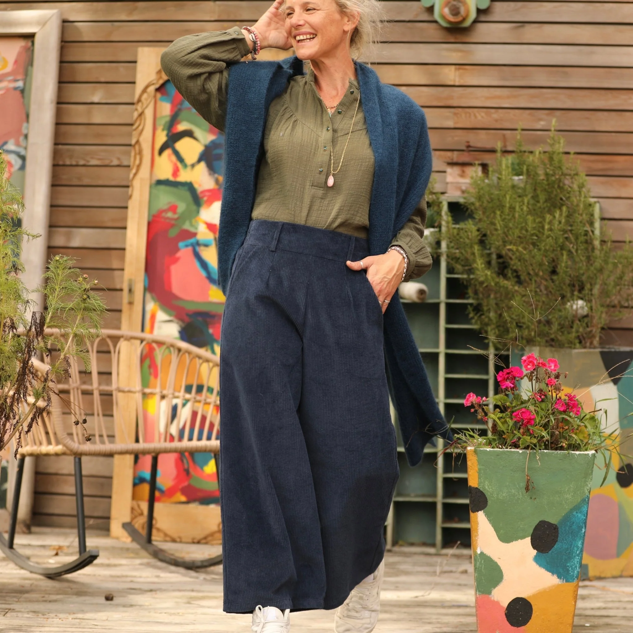 Pantalon Alex - Velours côtelé marine - Image 6