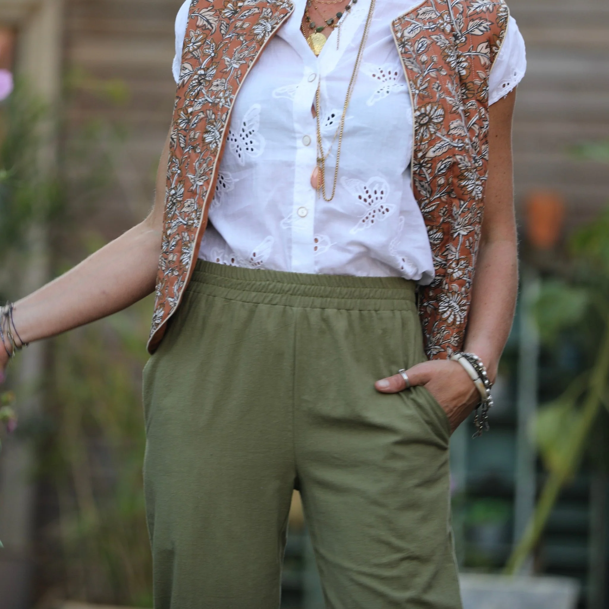 Pantalon Baptiste -  coton lavé vert sauge - Image 5