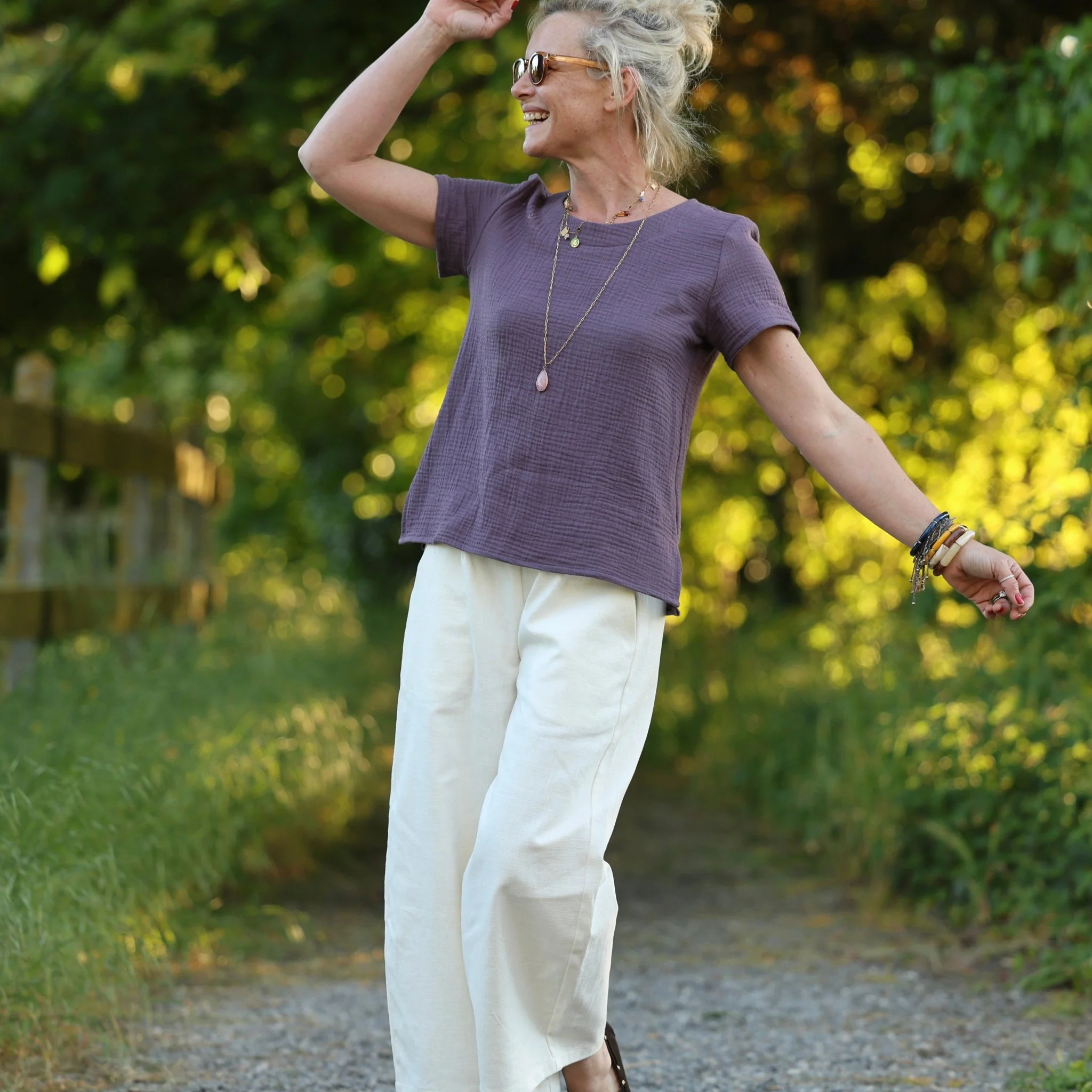 Pantalon Briac - Coton/lin/viscose blanc cassé - Image 14