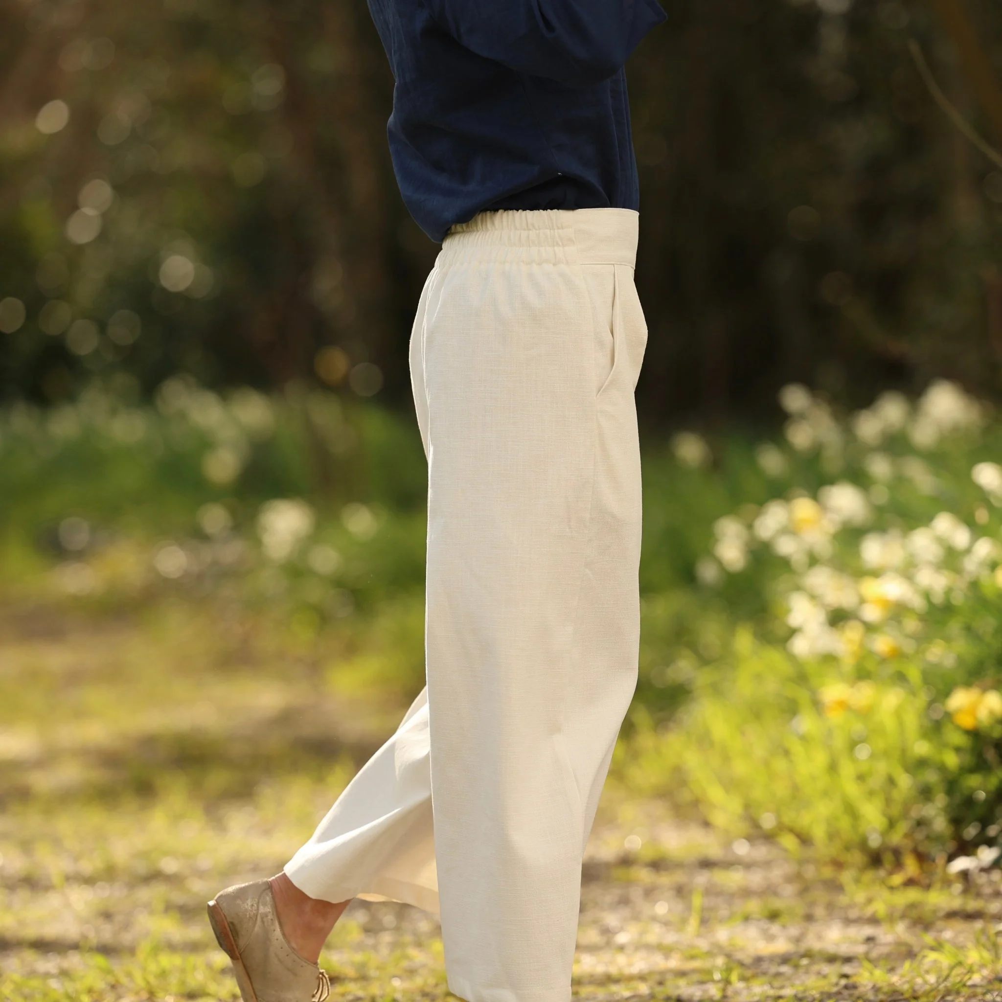 Pantalon Briac - Coton/lin/viscose blanc cassé - Image 16