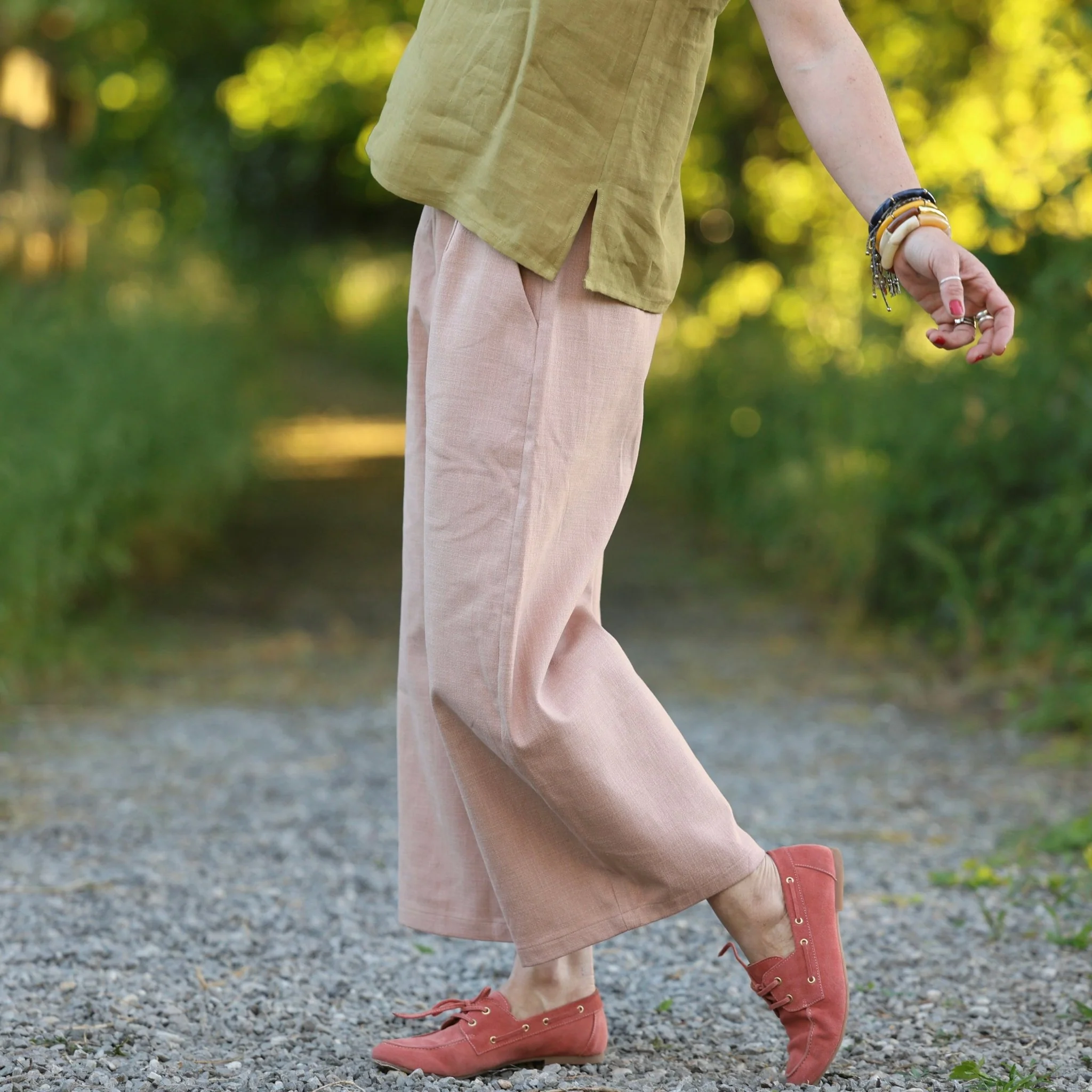 Pantalon Briac - Coton/lin/viscose rose poudré - Image 14
