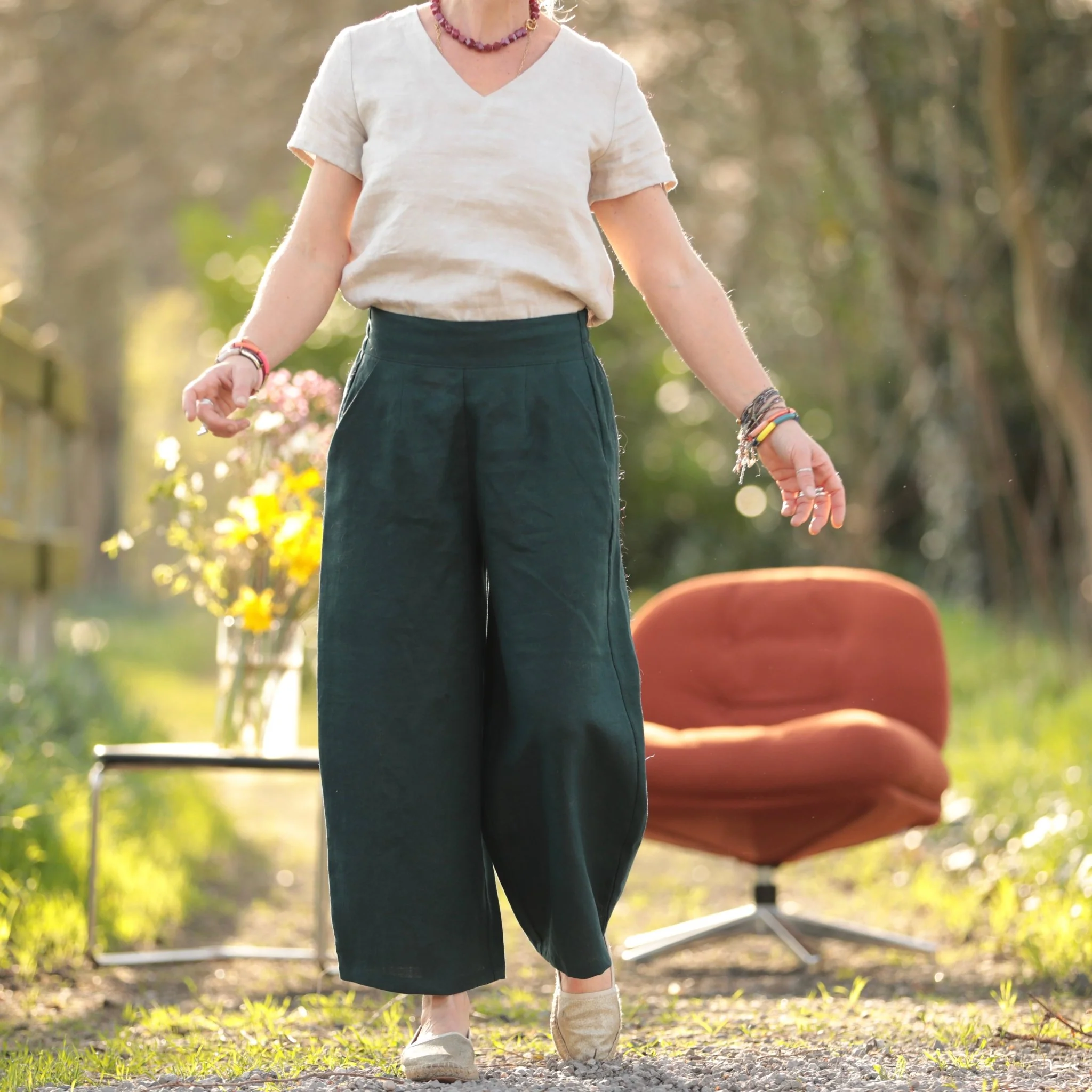 Pantalon Briac - lin vert anglais