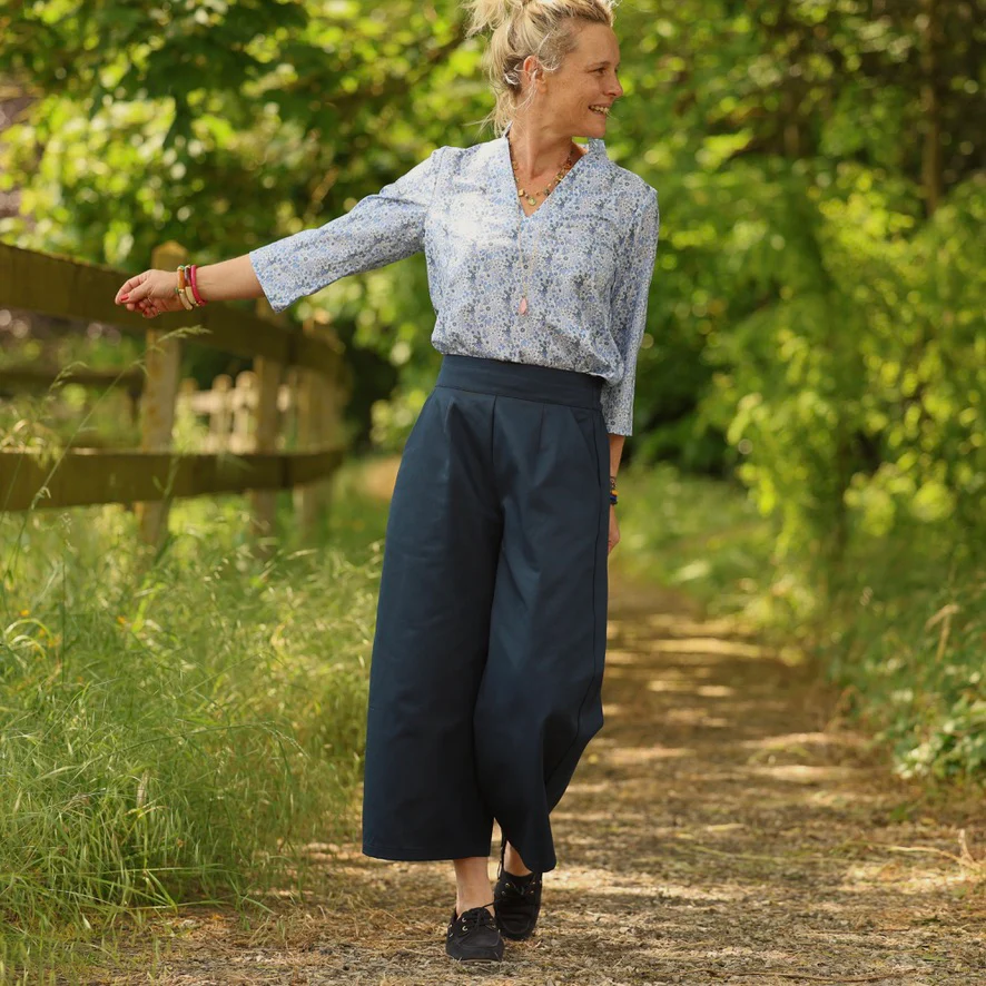 Pantalon Briac - sergé de coton bleu marine - Image 3