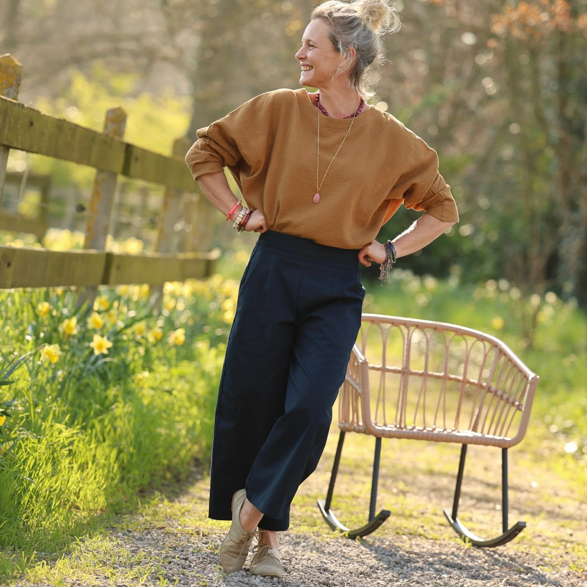Pantalon Briac - sergé de coton bleu marine - Image 6