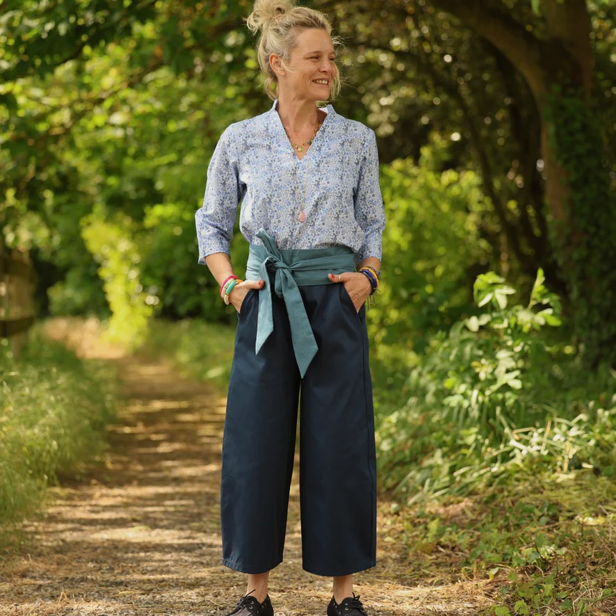 Pantalon Briac - sergé de coton bleu marine - Image 7
