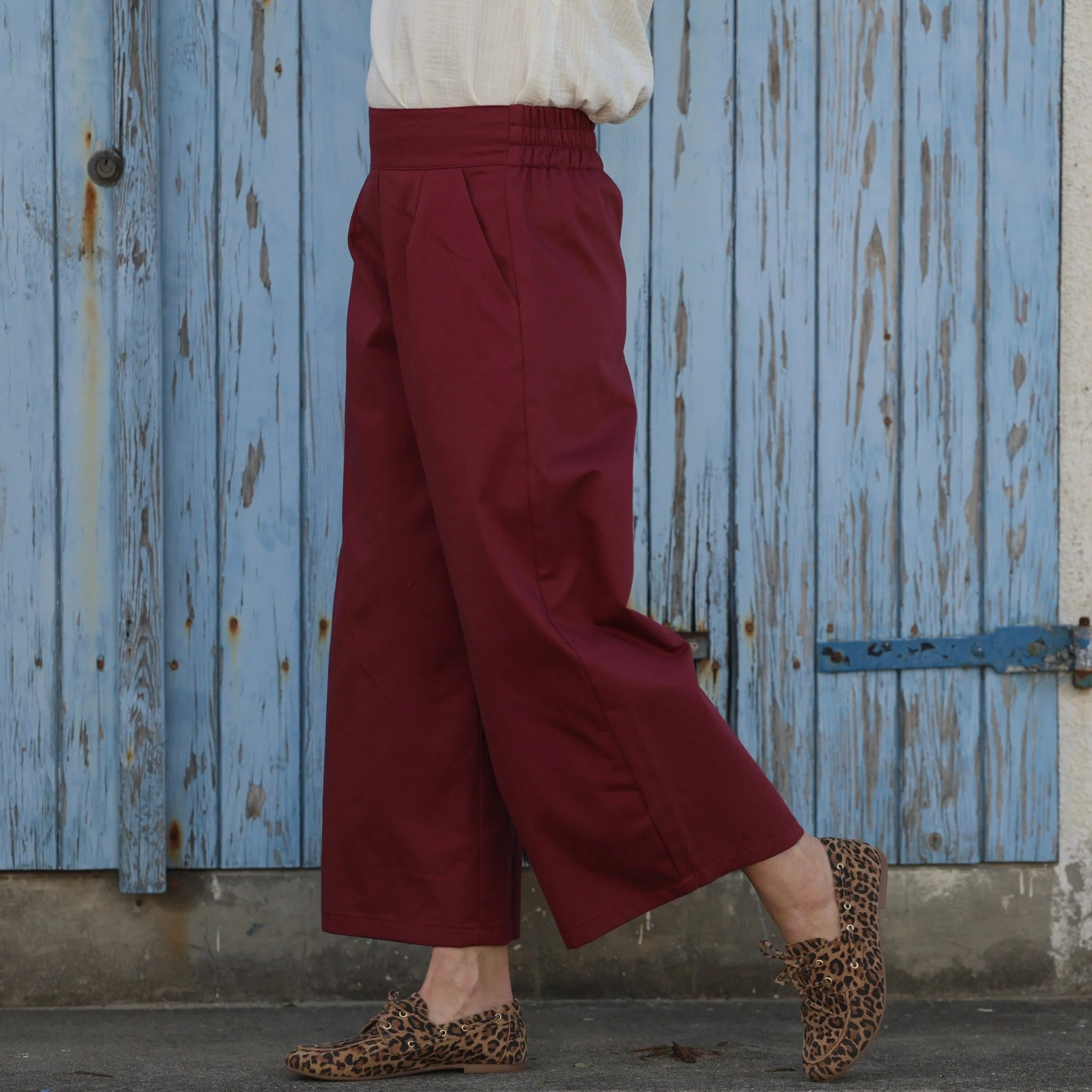 Pantalon Briac - Sergé de coton grenat - Image 12