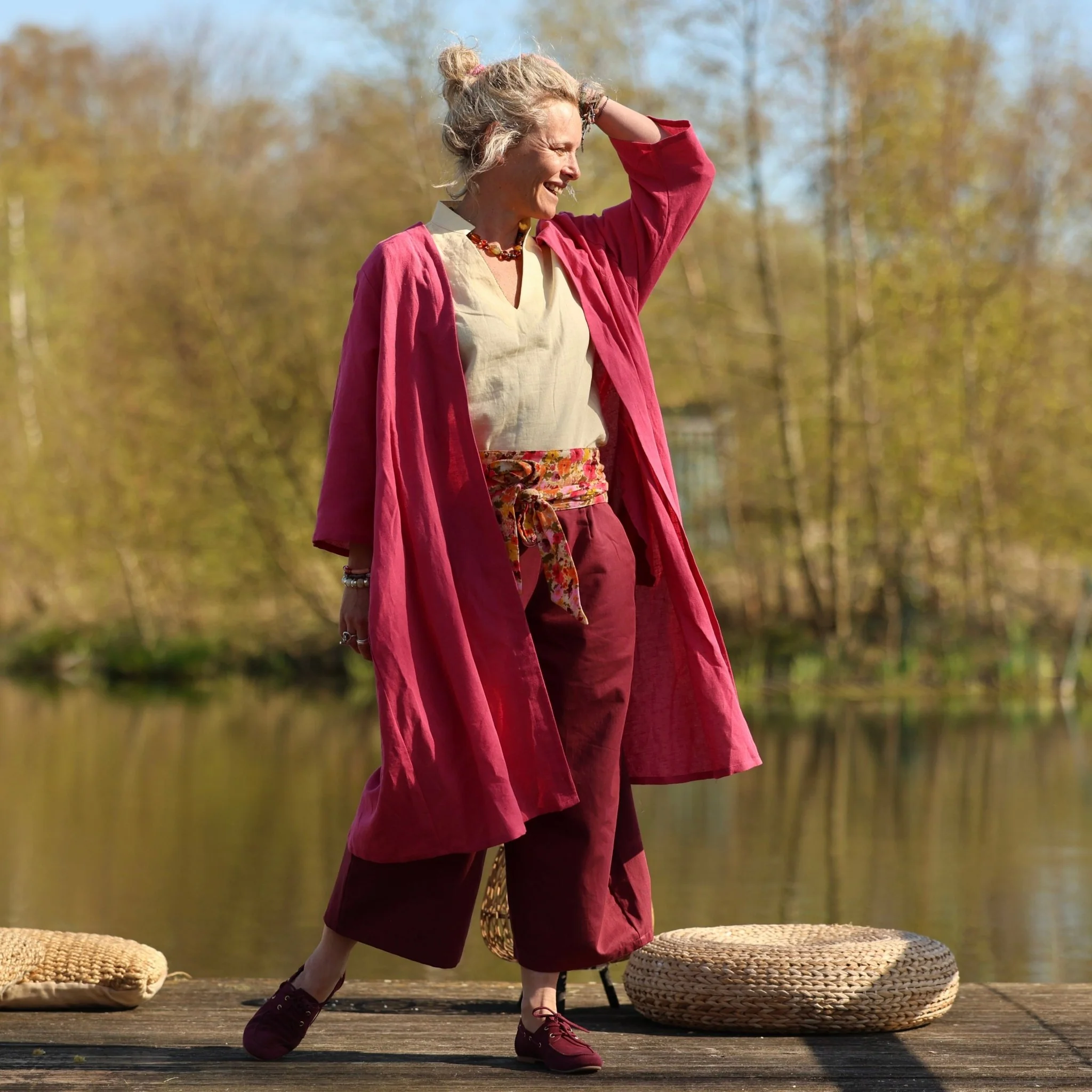 Pantalon Briac - Sergé de coton grenat - Image 5