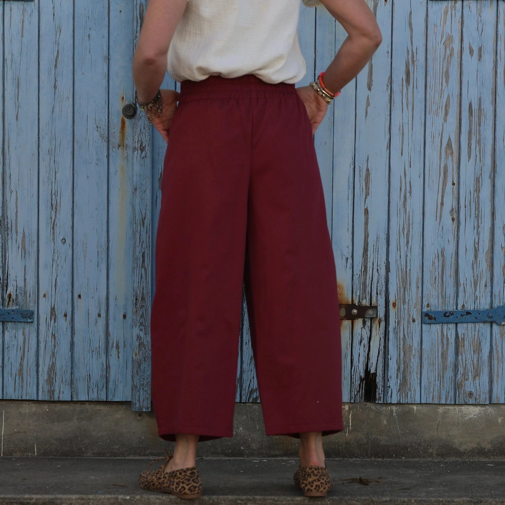Pantalon Briac - Sergé de coton grenat - Image 7