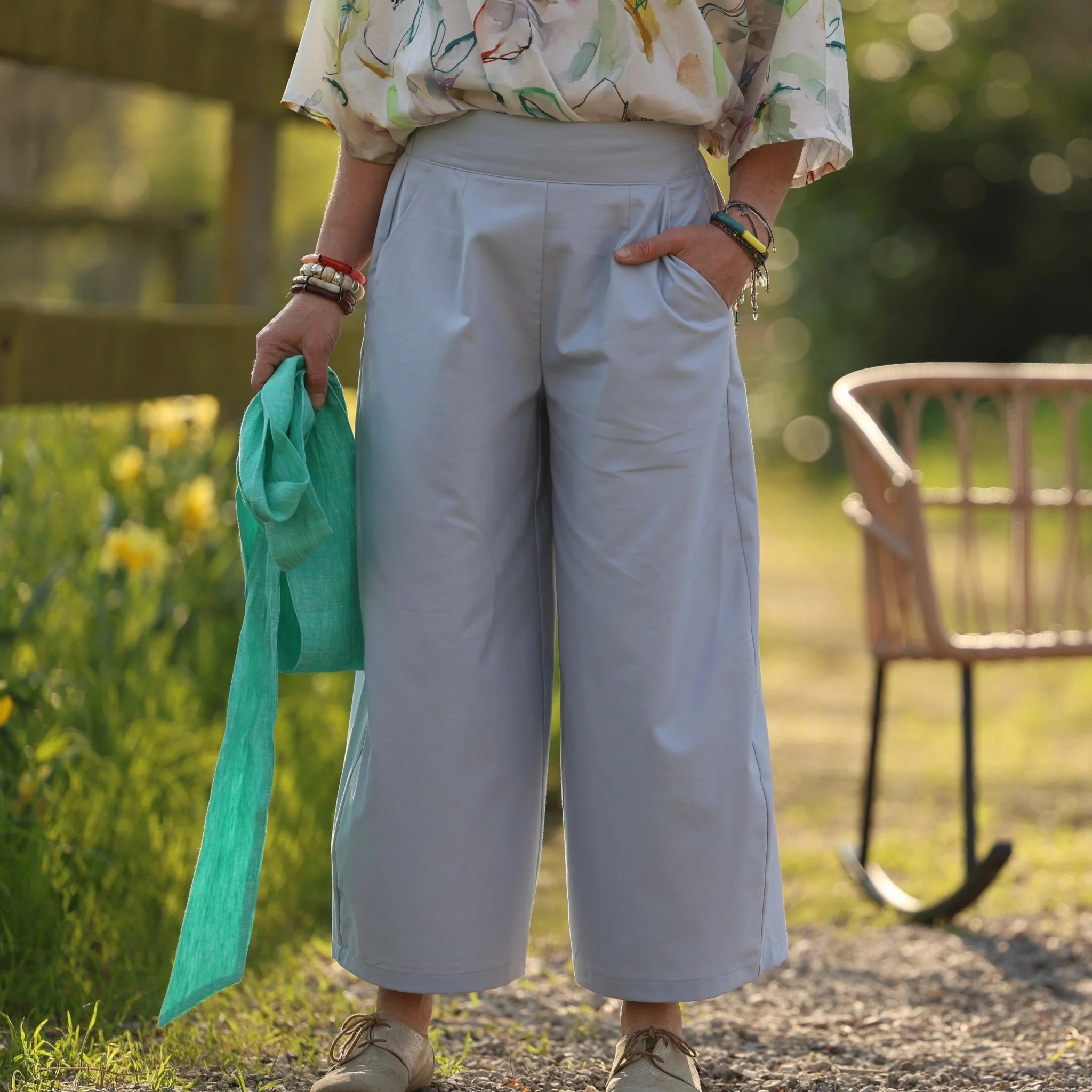 Pantalon Briac - sergé de coton gris nuage