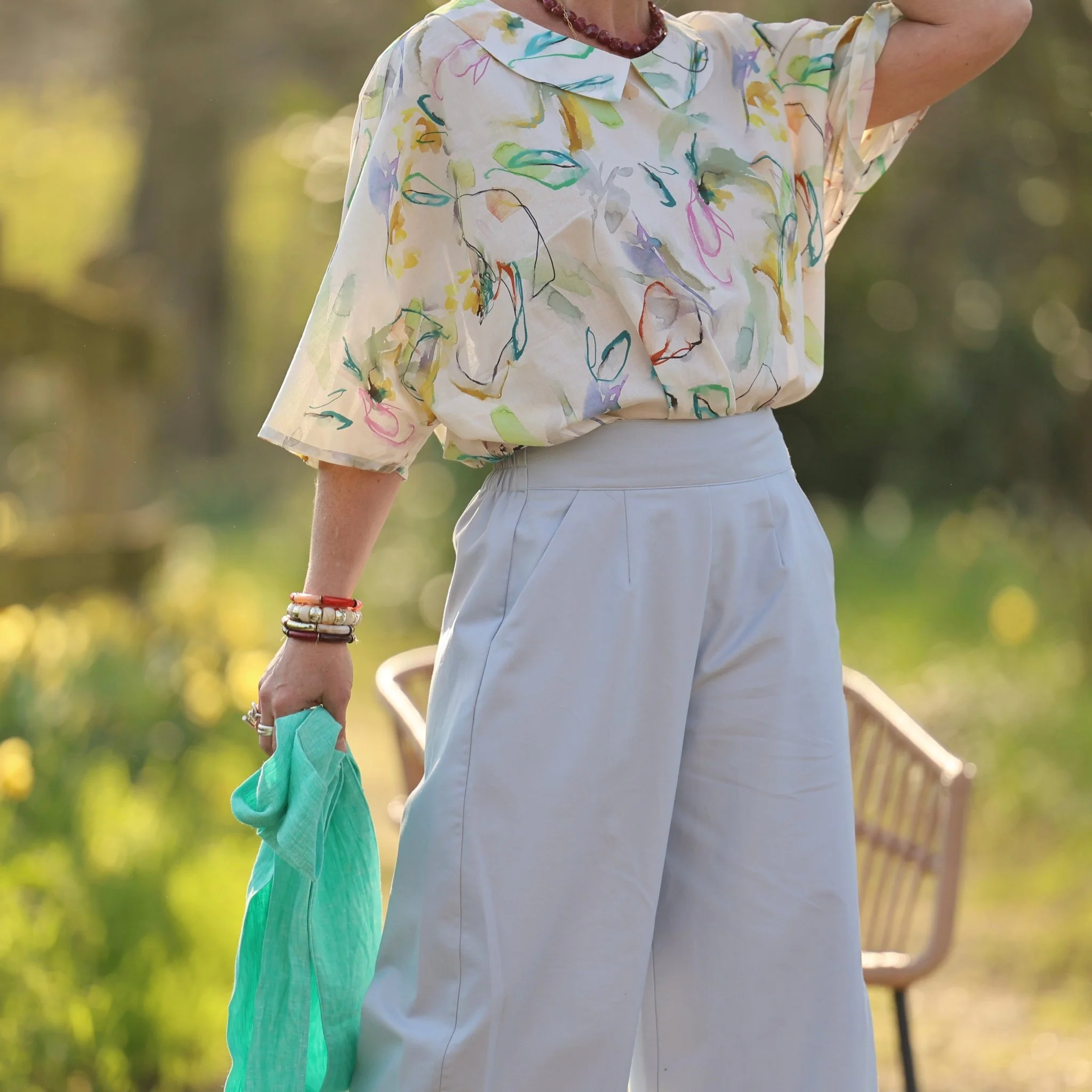 Pantalon Briac - sergé de coton gris nuage - Image 3