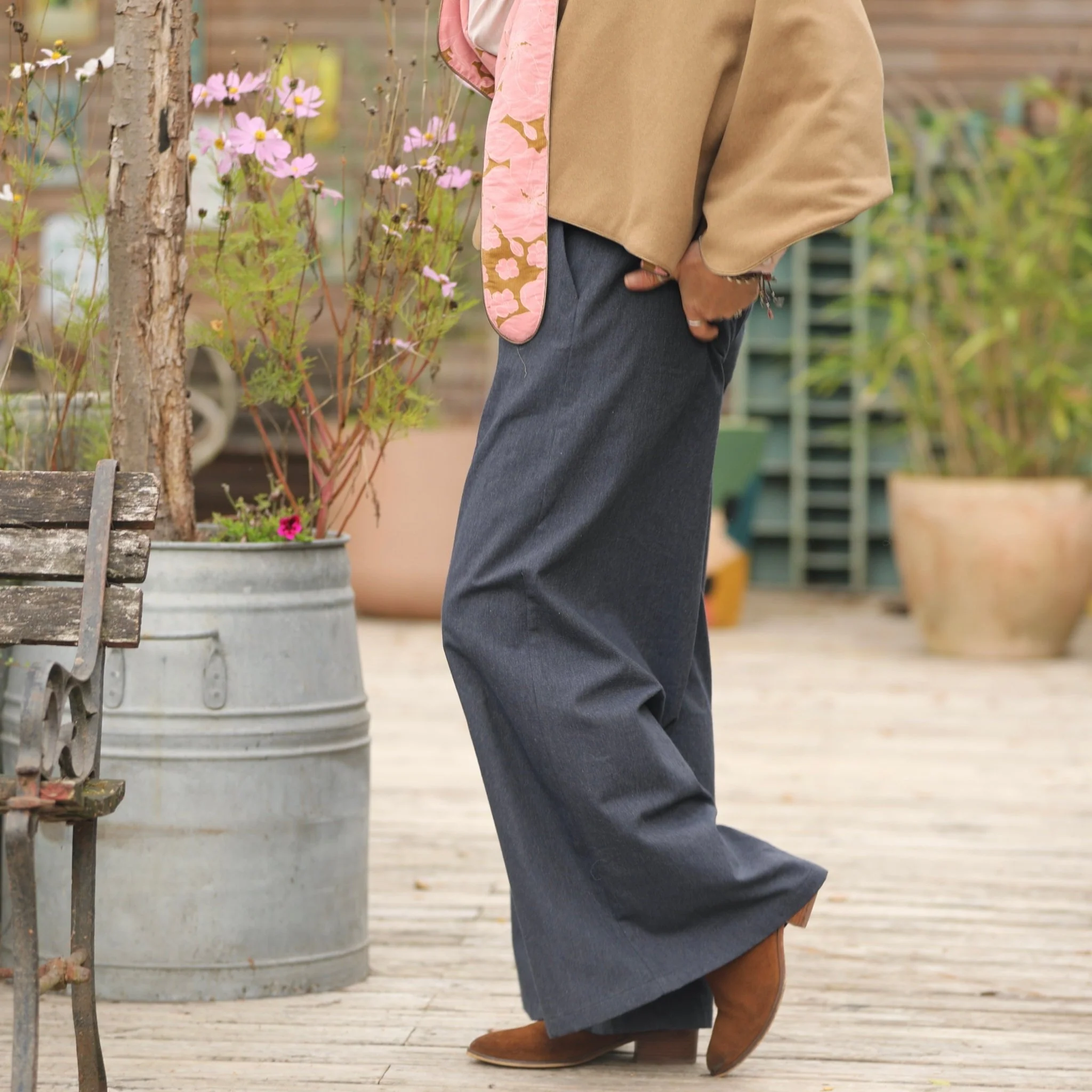 Pantalon César- Flanelle de coton ardoise chiné - Image 2