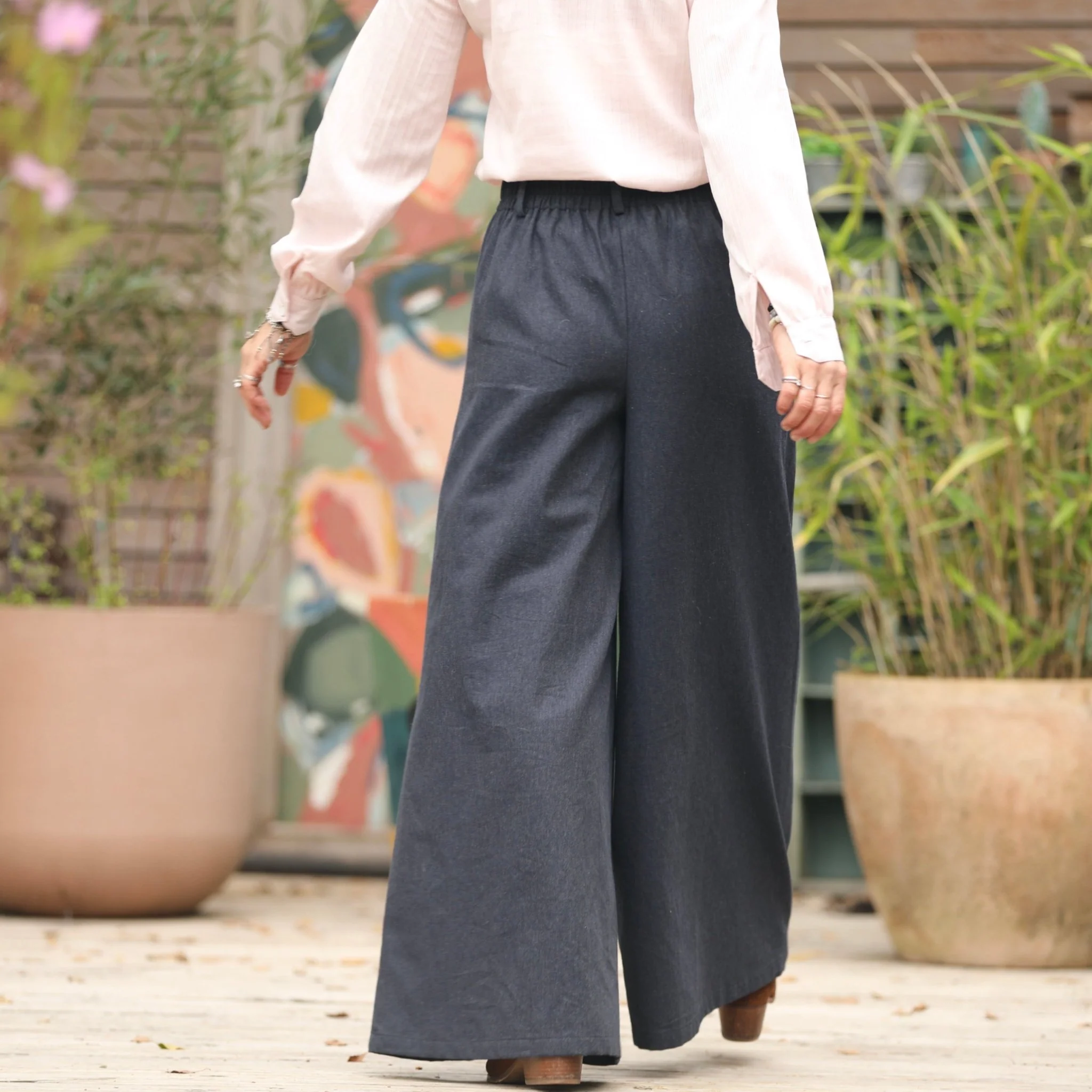 Pantalon César- Flanelle de coton ardoise chiné - Image 3