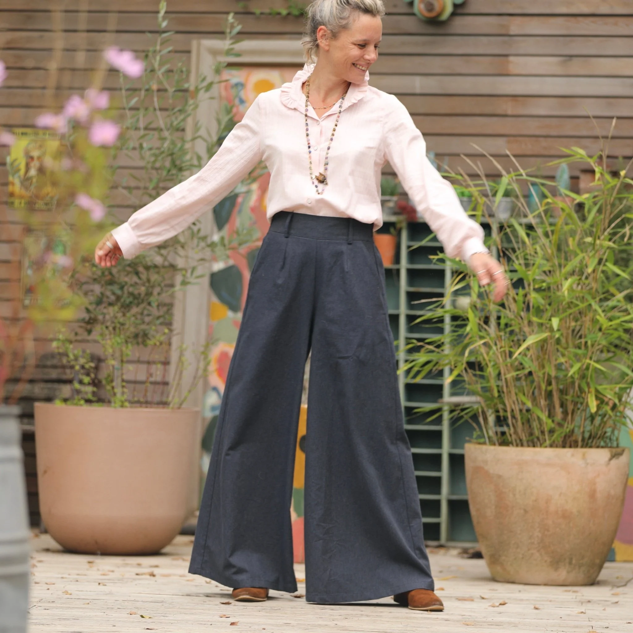 Pantalon César- Flanelle de coton ardoise chiné - Image 4