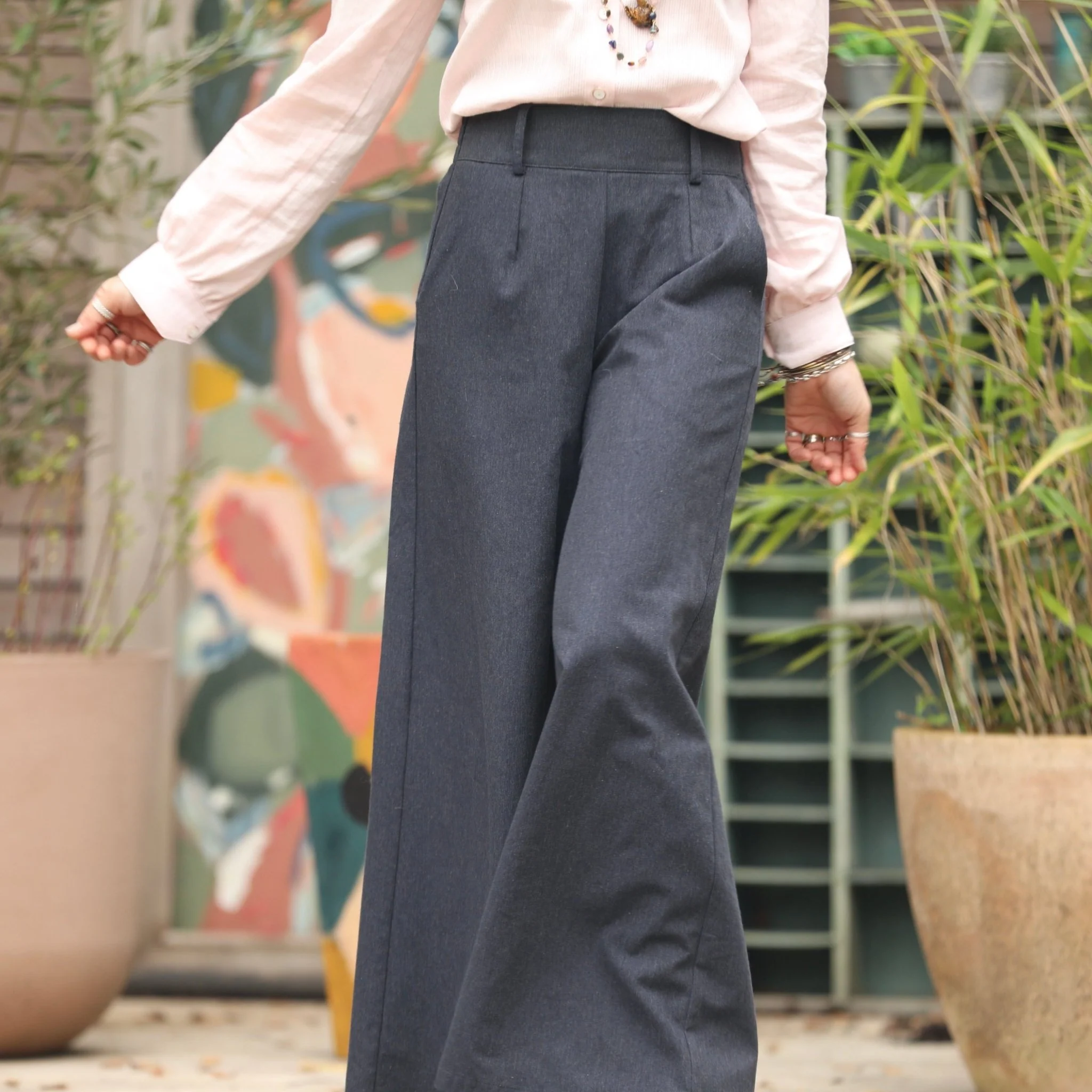 Pantalon César- Flanelle de coton ardoise chiné - Image 5