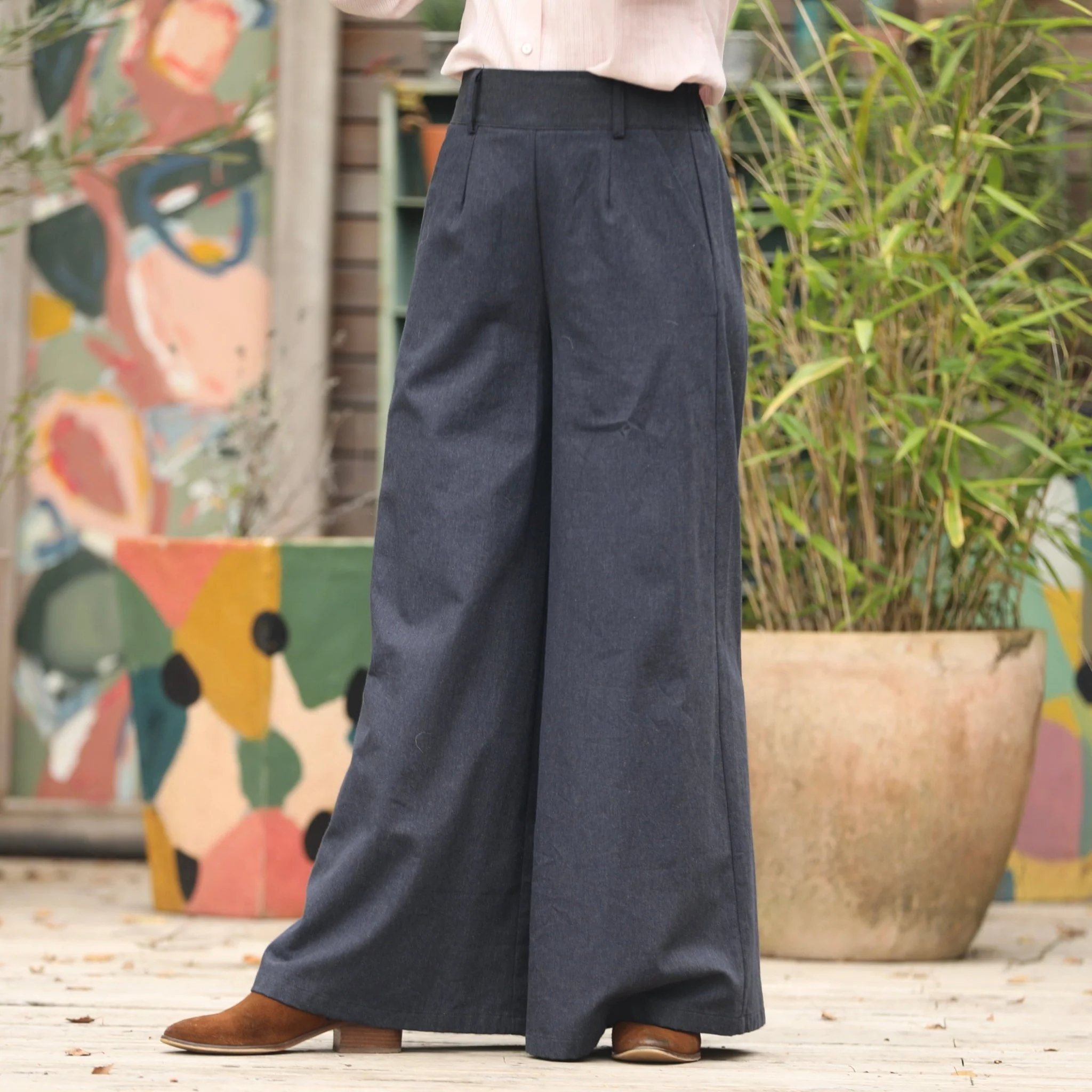 Pantalon César- Flanelle de coton ardoise chiné - Image 9