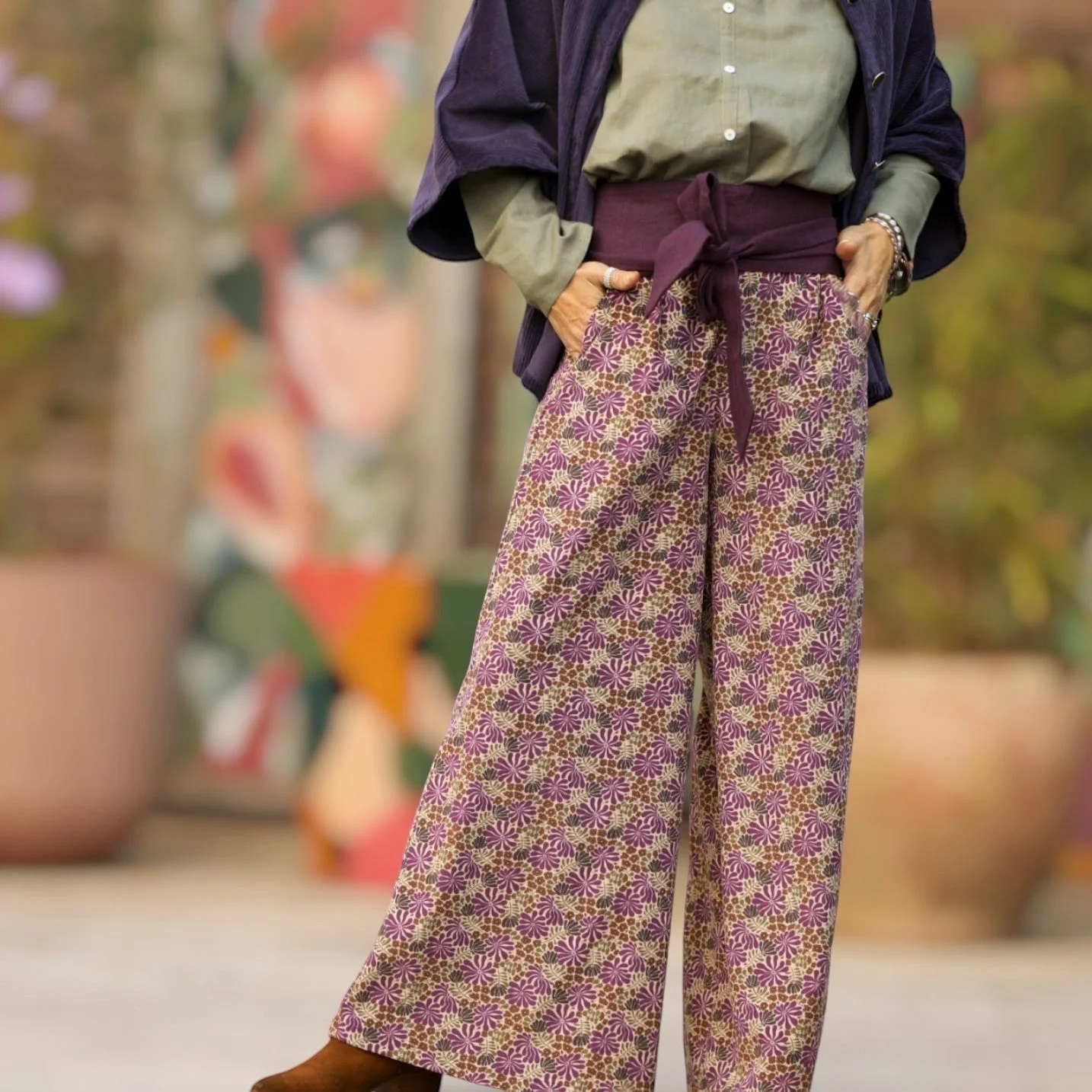 Pantalon César- velours milleraies Violettes Sauvages - Image 3