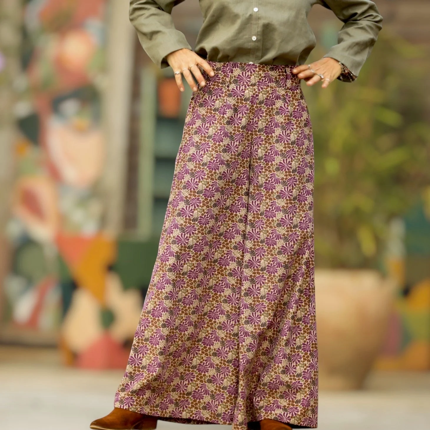 Pantalon César- velours milleraies Violettes Sauvages - Image 4