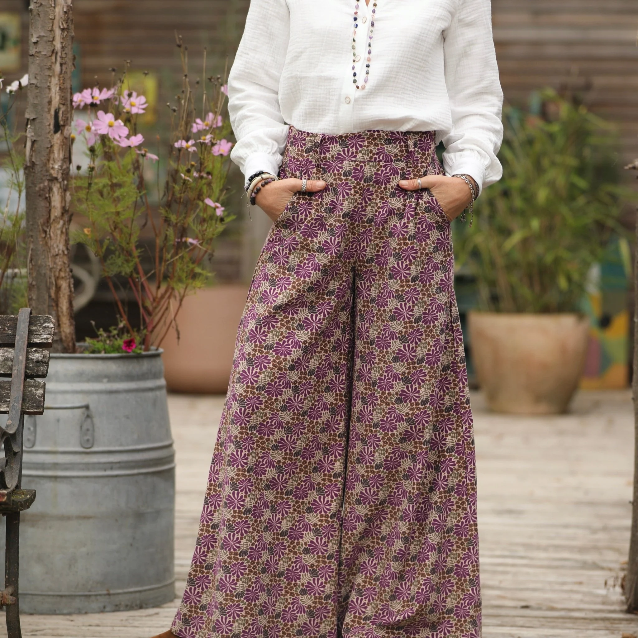 Pantalon César- velours milleraies Violettes Sauvages - Image 5