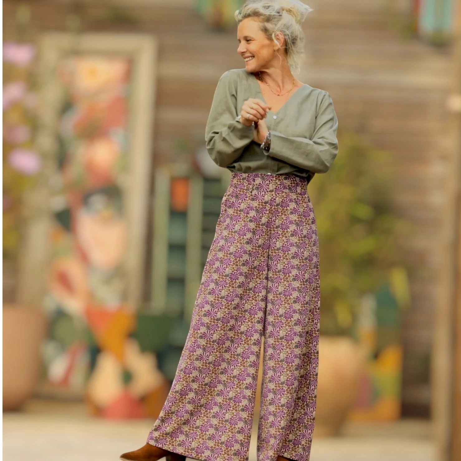 Pantalon César- velours milleraies Violettes Sauvages - Image 7