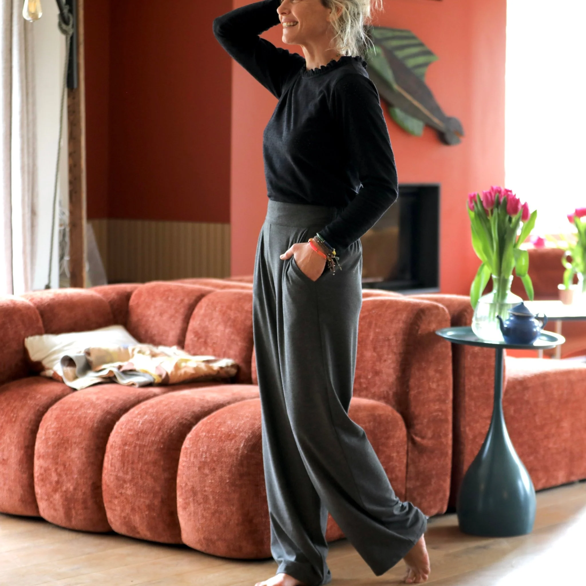Le Pantalon Cocoon Louis — jersey gris chiné - Image 5