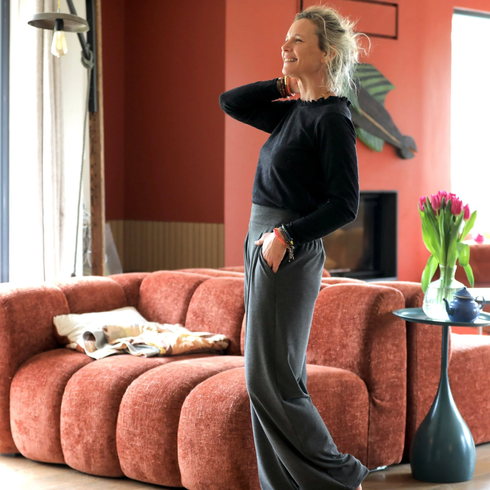 Le Pantalon Cocoon Louis — jersey gris chiné - Image 7