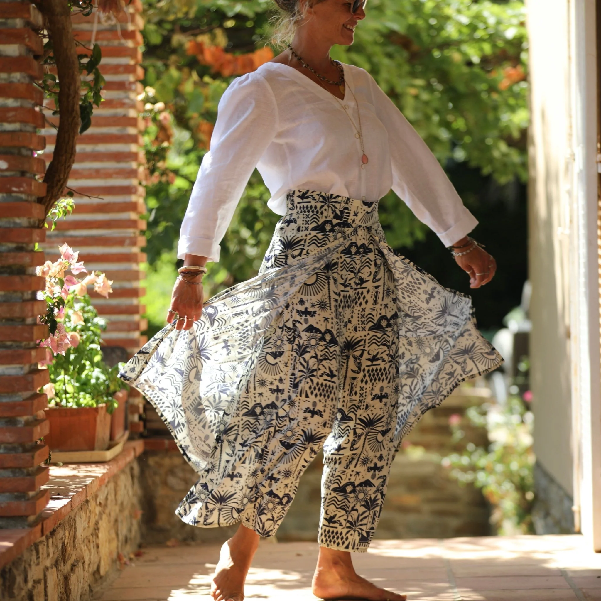 Pantalon drapé Mathilde - viscose Santorin - Image 9