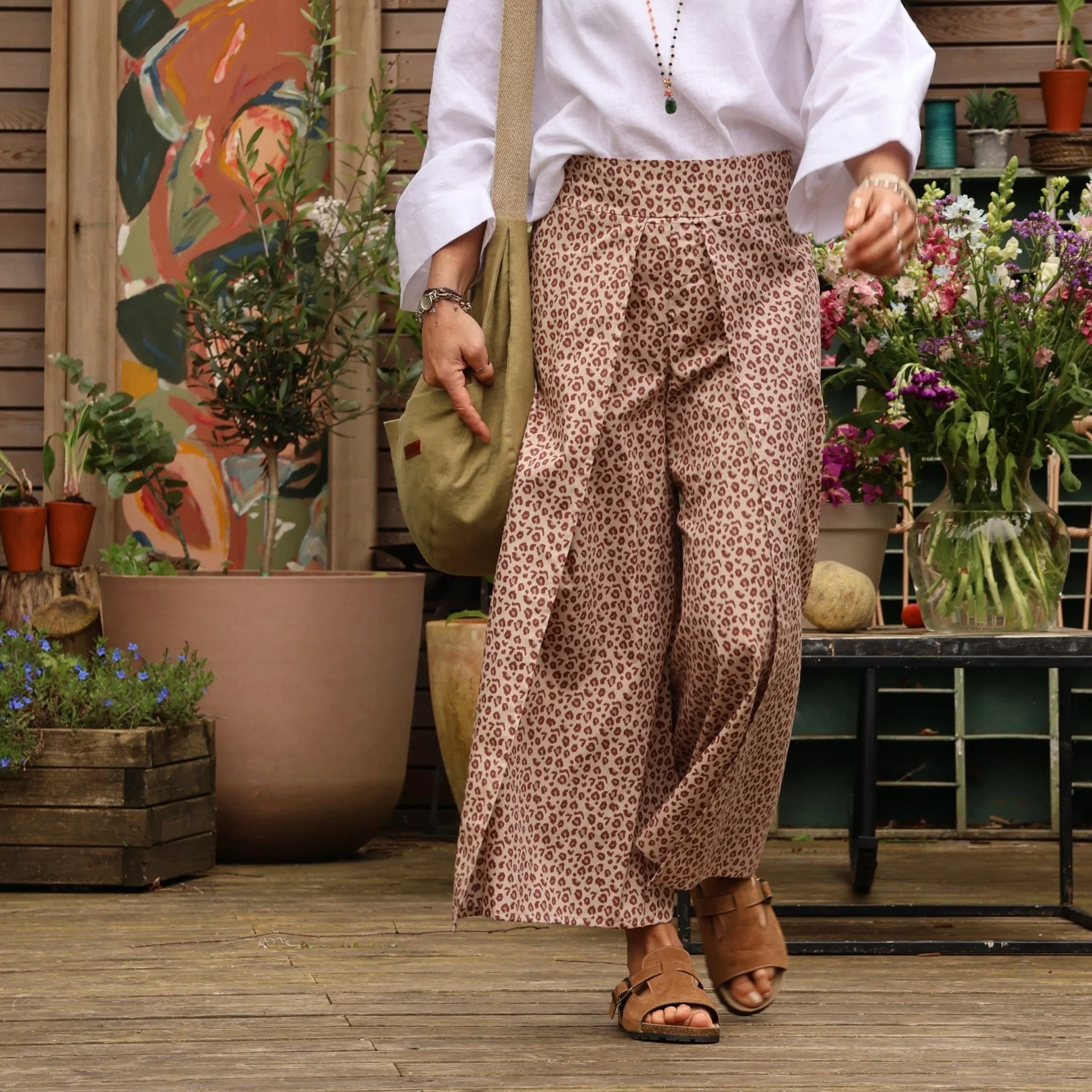 Pantalon drapé Mathilde - coton léo - Image 5
