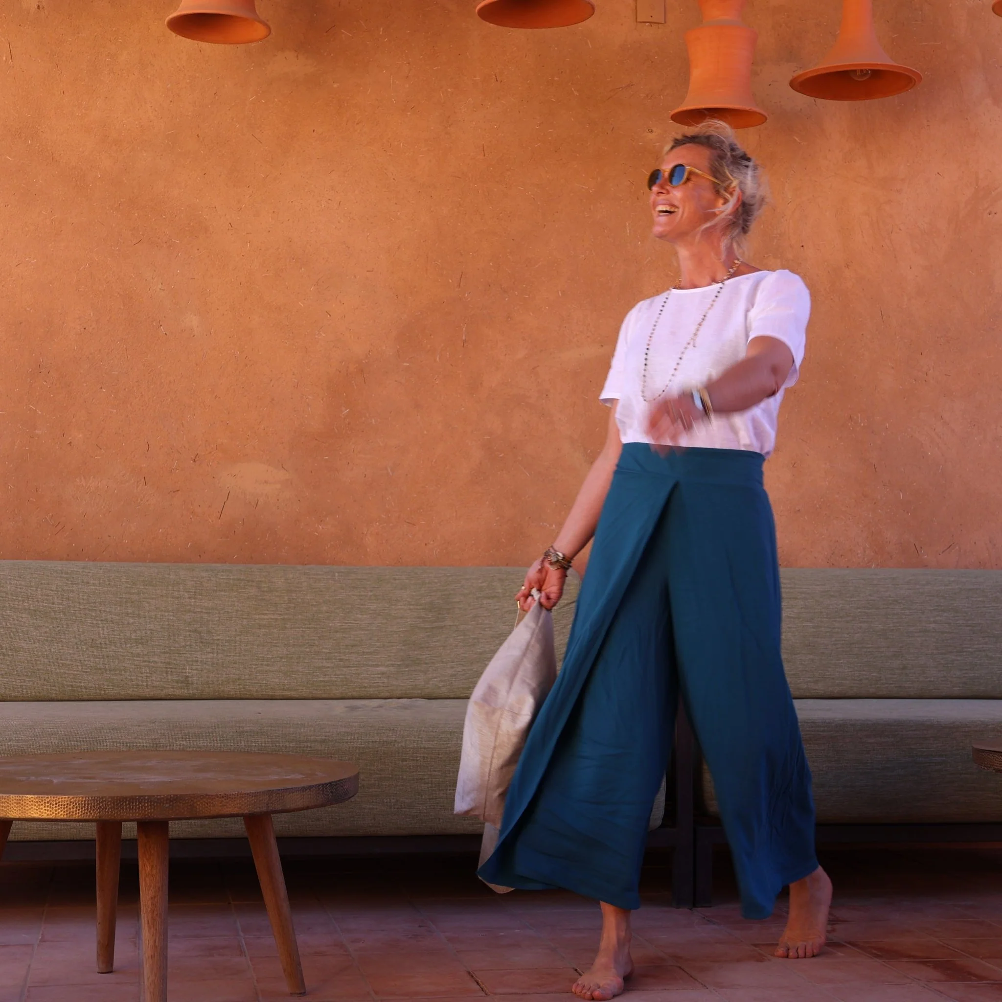 Pantalon drapé Mathilde - sergé de viscose canard