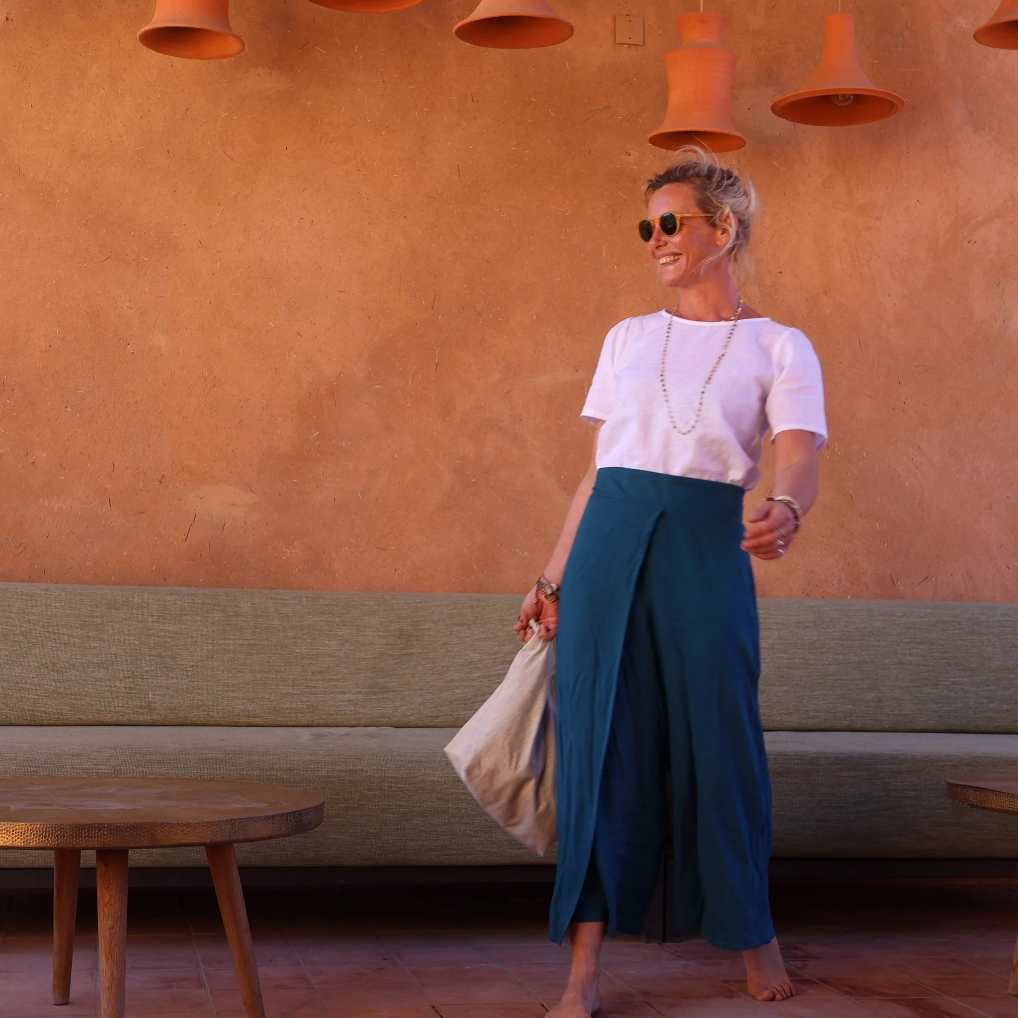Pantalon drapé Mathilde - sergé de viscose canard - Image 4