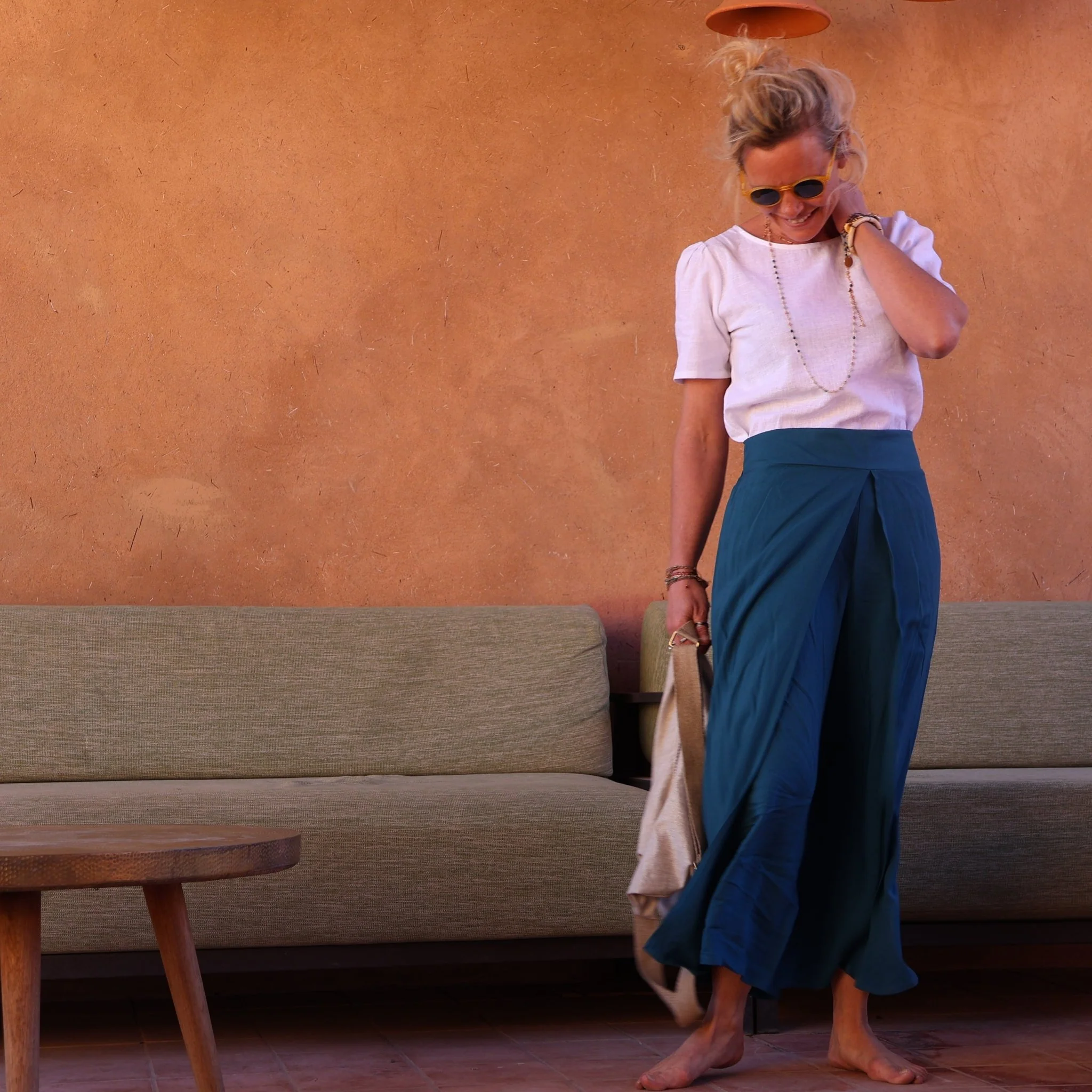 Pantalon drapé Mathilde - sergé de viscose canard - Image 5