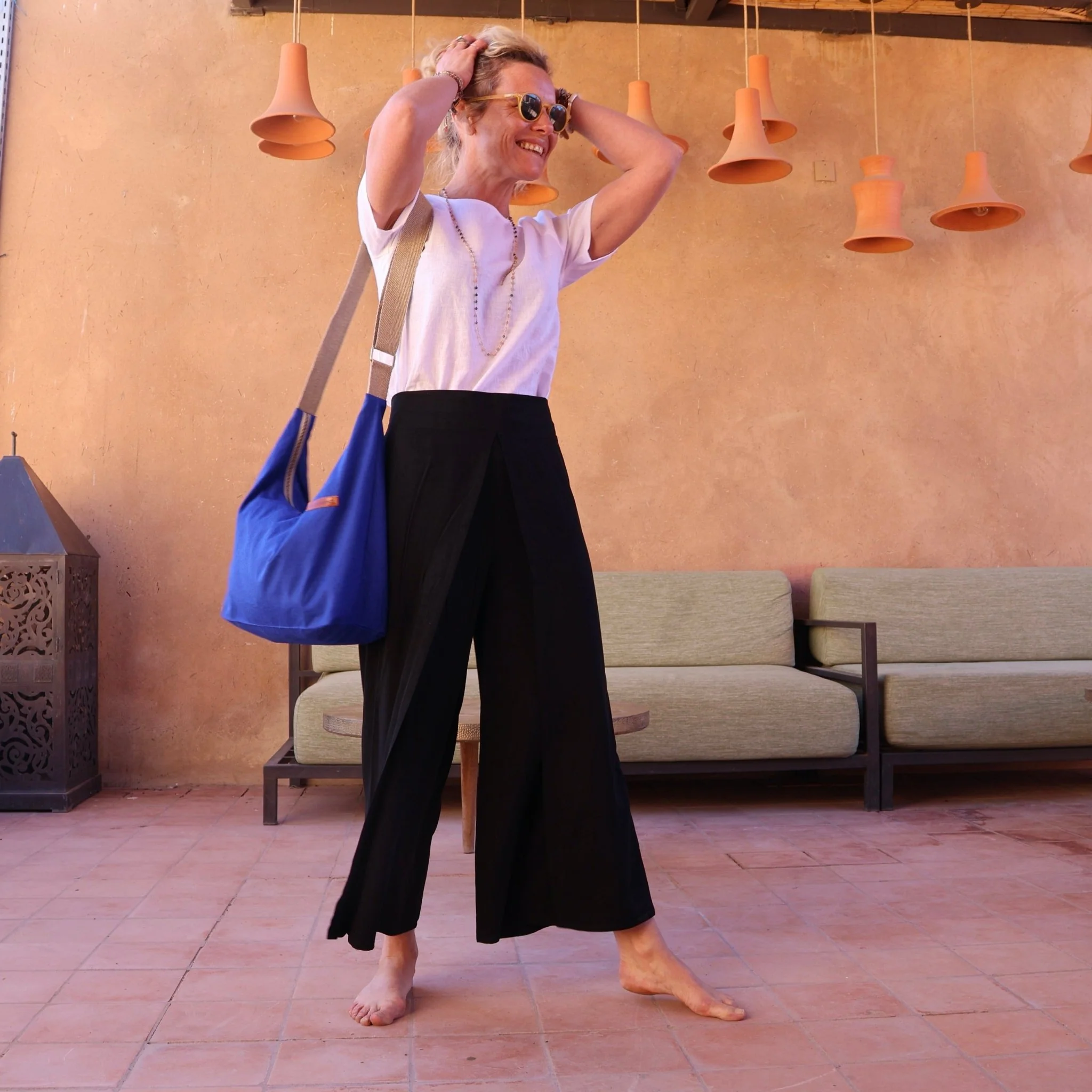 Pantalon drapé Mathilde - sergé de viscose noir - Image 6