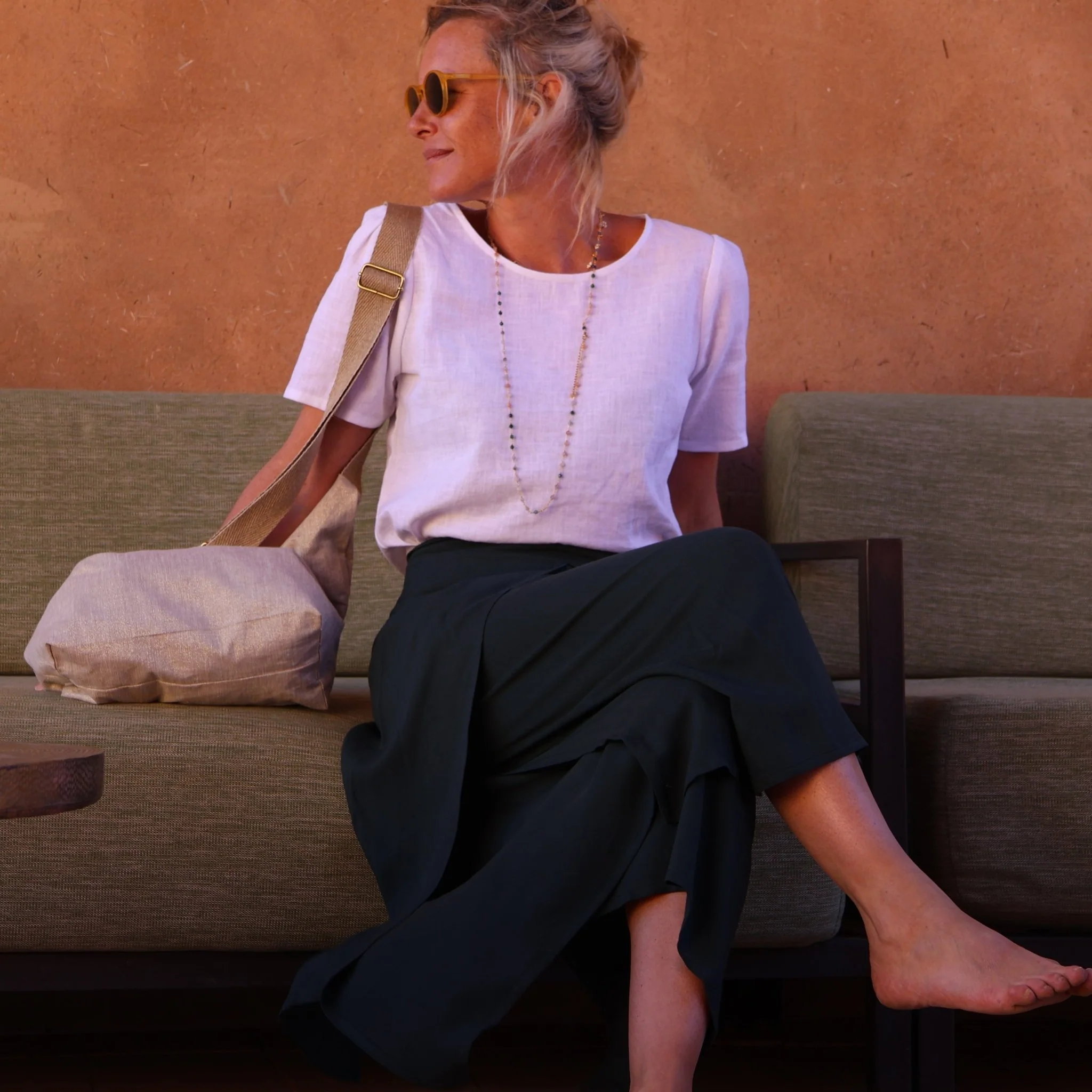 Pantalon drapé Mathilde - sergé de viscose vert anglais - Image 5