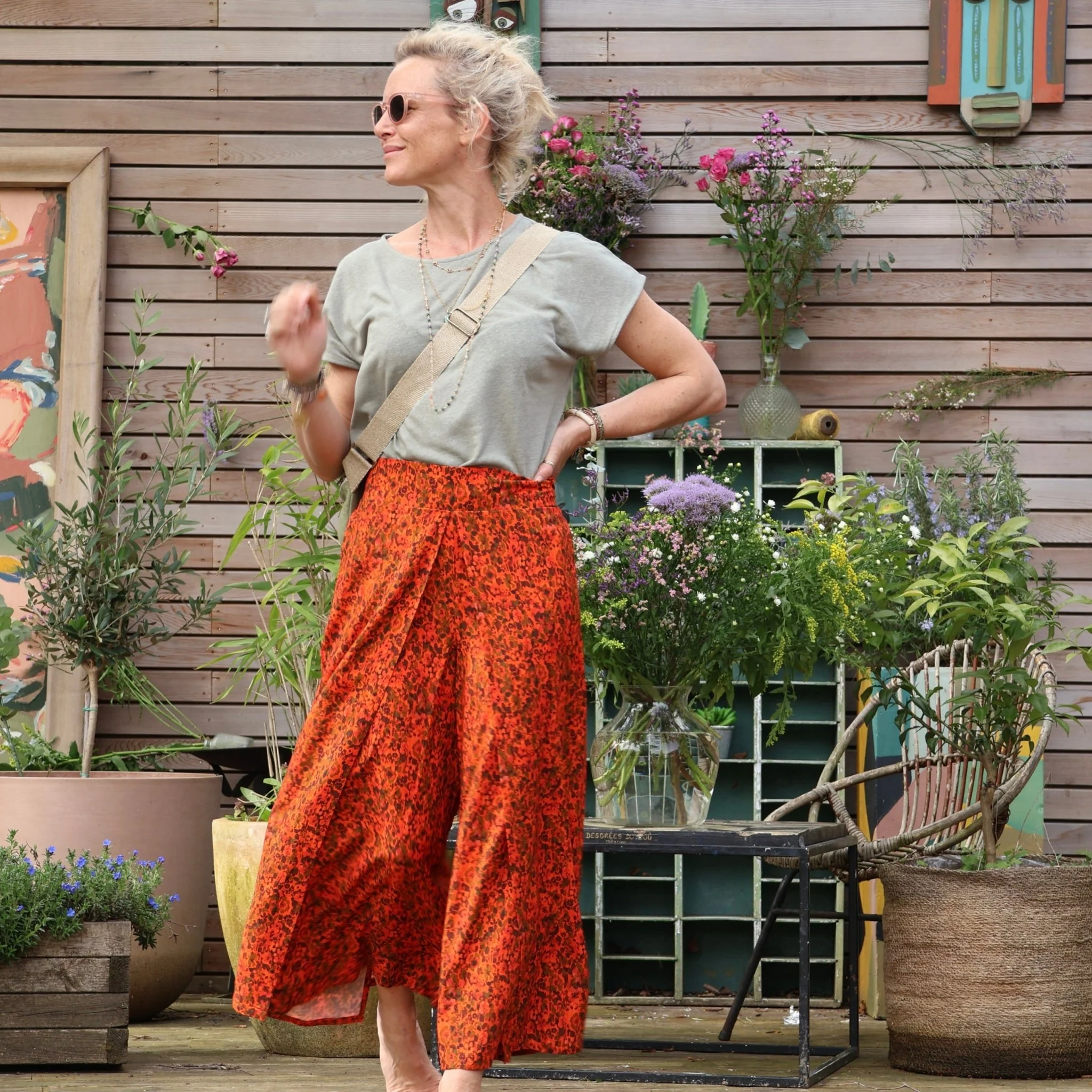 Pantalon drapé Mathilde - viscose fleurs de Zadar