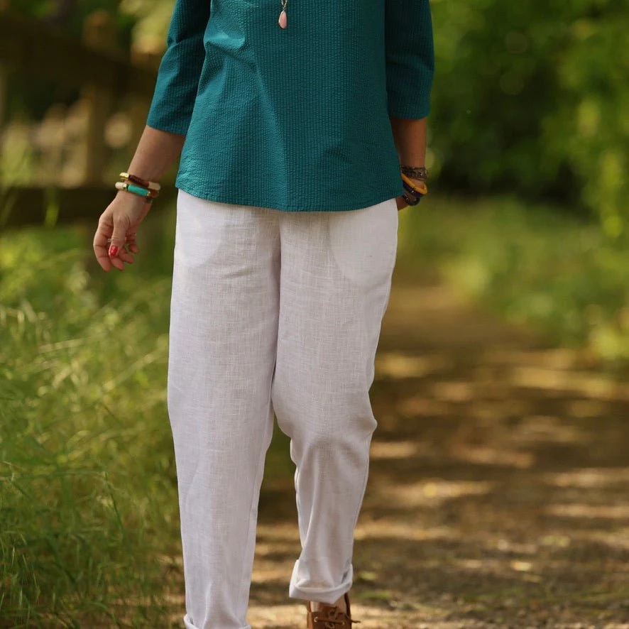 Pantalon Eliot - Lin blanc - Image 10