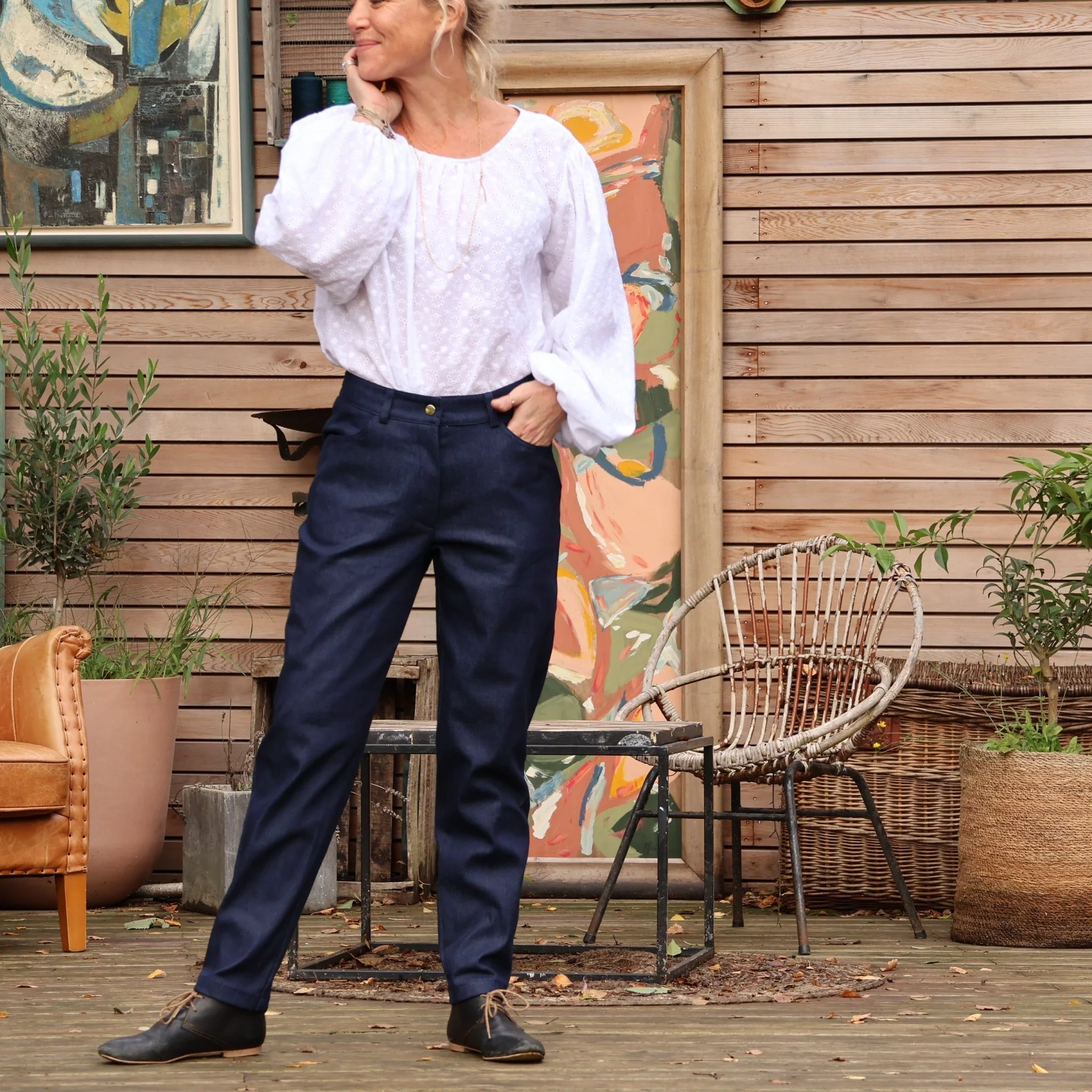 Pantalon Enzo - jean de coton lourd bleu brut