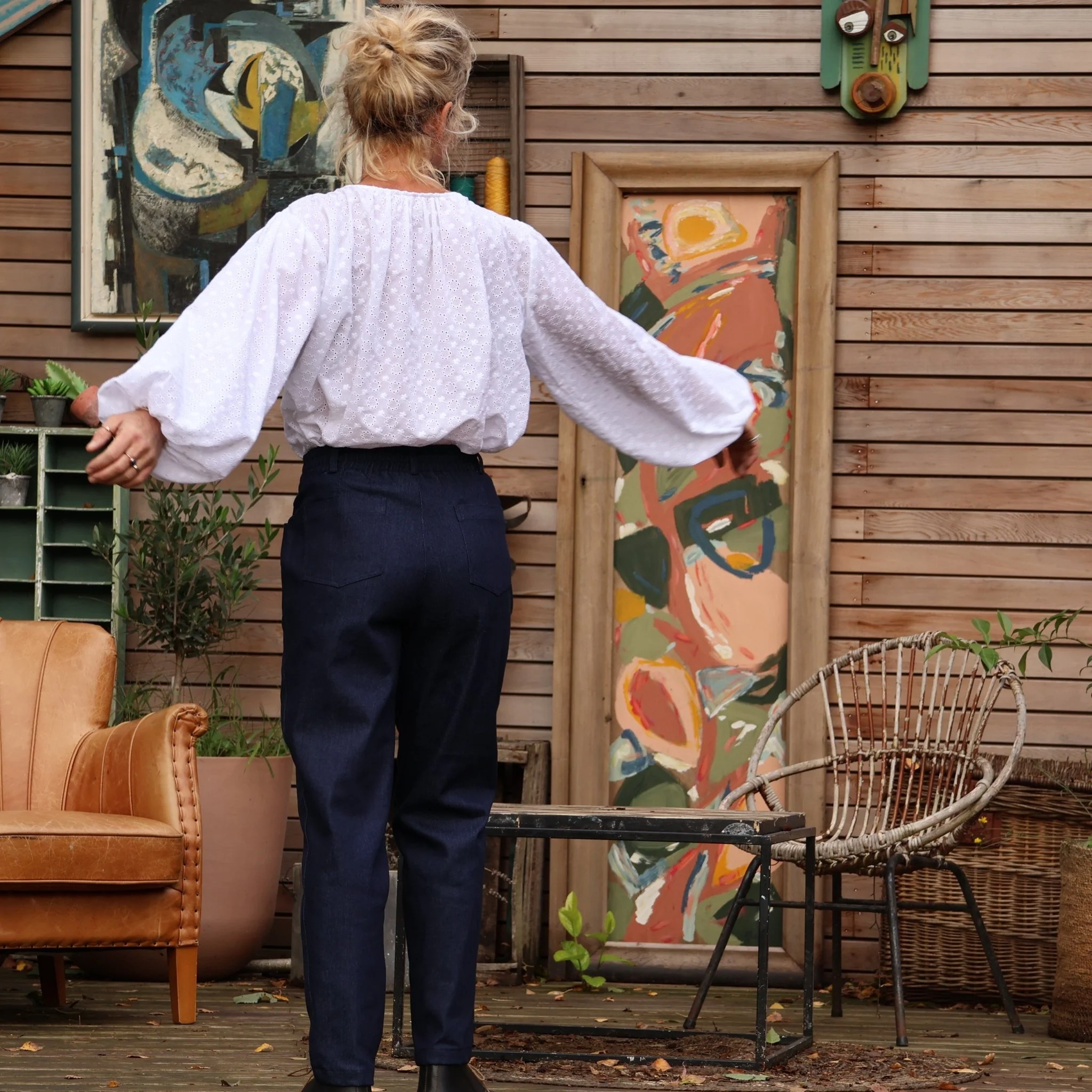 Pantalon Enzo - jean de coton lourd bleu brut - Image 5
