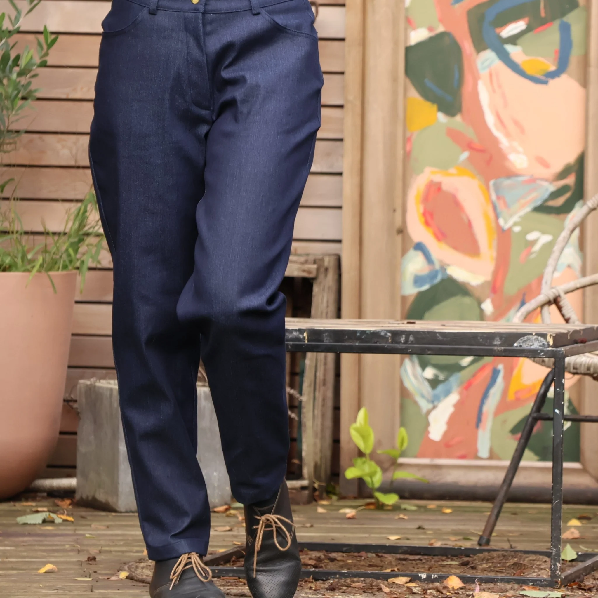 Pantalon Enzo - jean de coton lourd bleu brut - Image 7