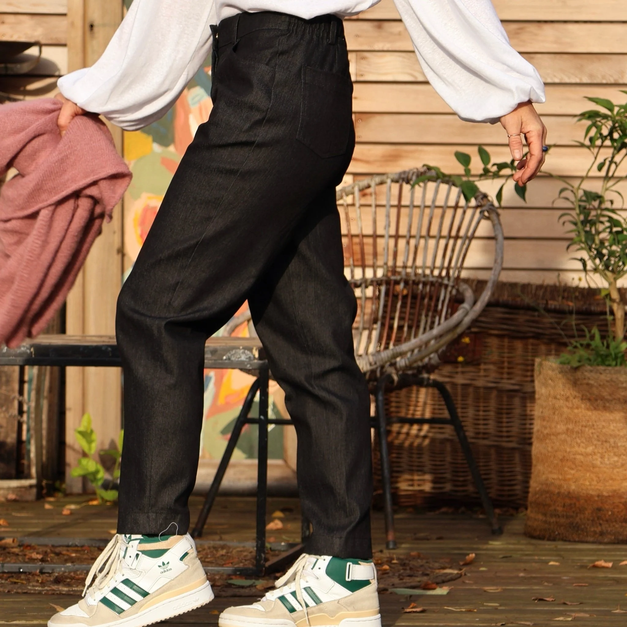 Pantalon Enzo - jean de coton lourd noir - Image 3