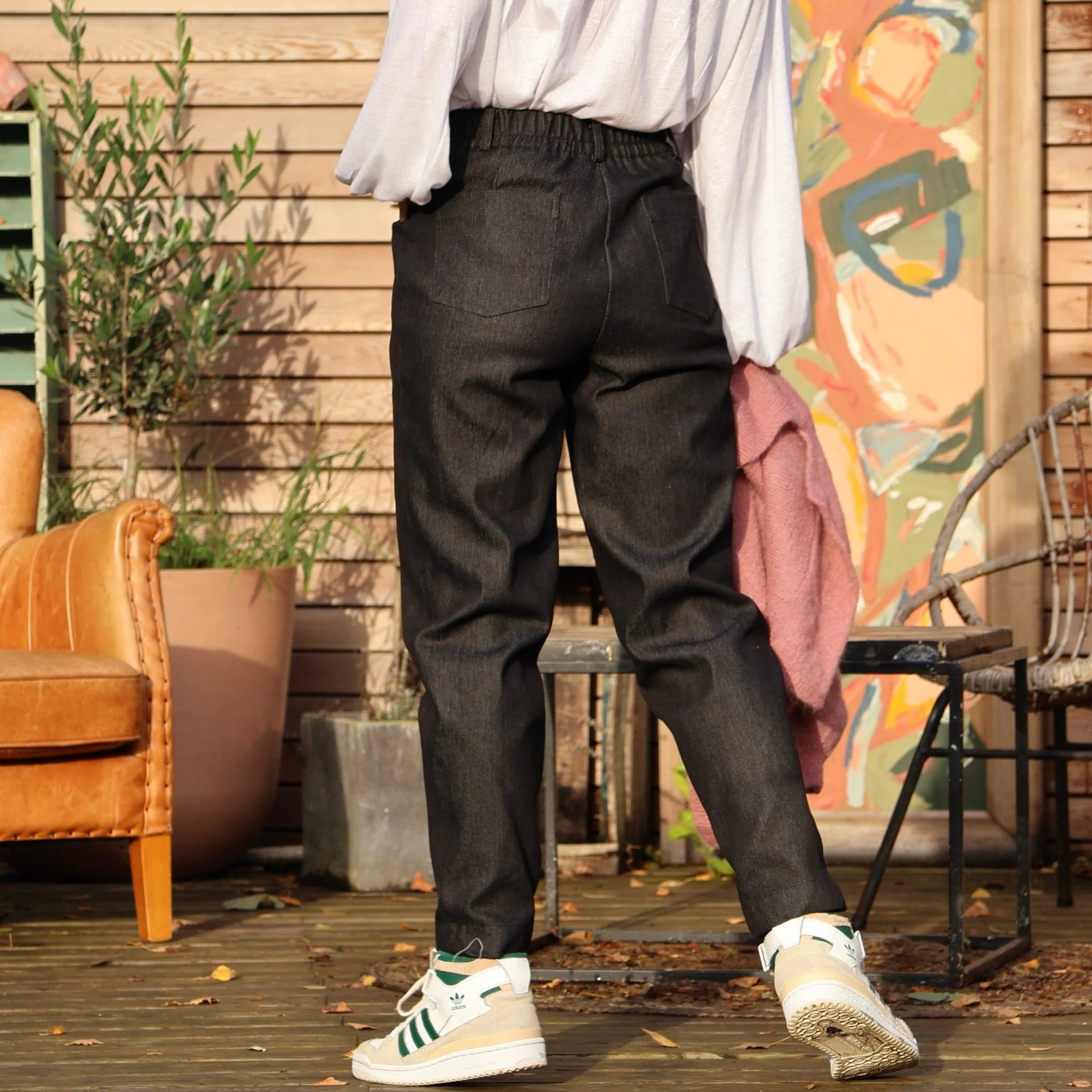 Pantalon Enzo - jean de coton lourd noir - Image 4