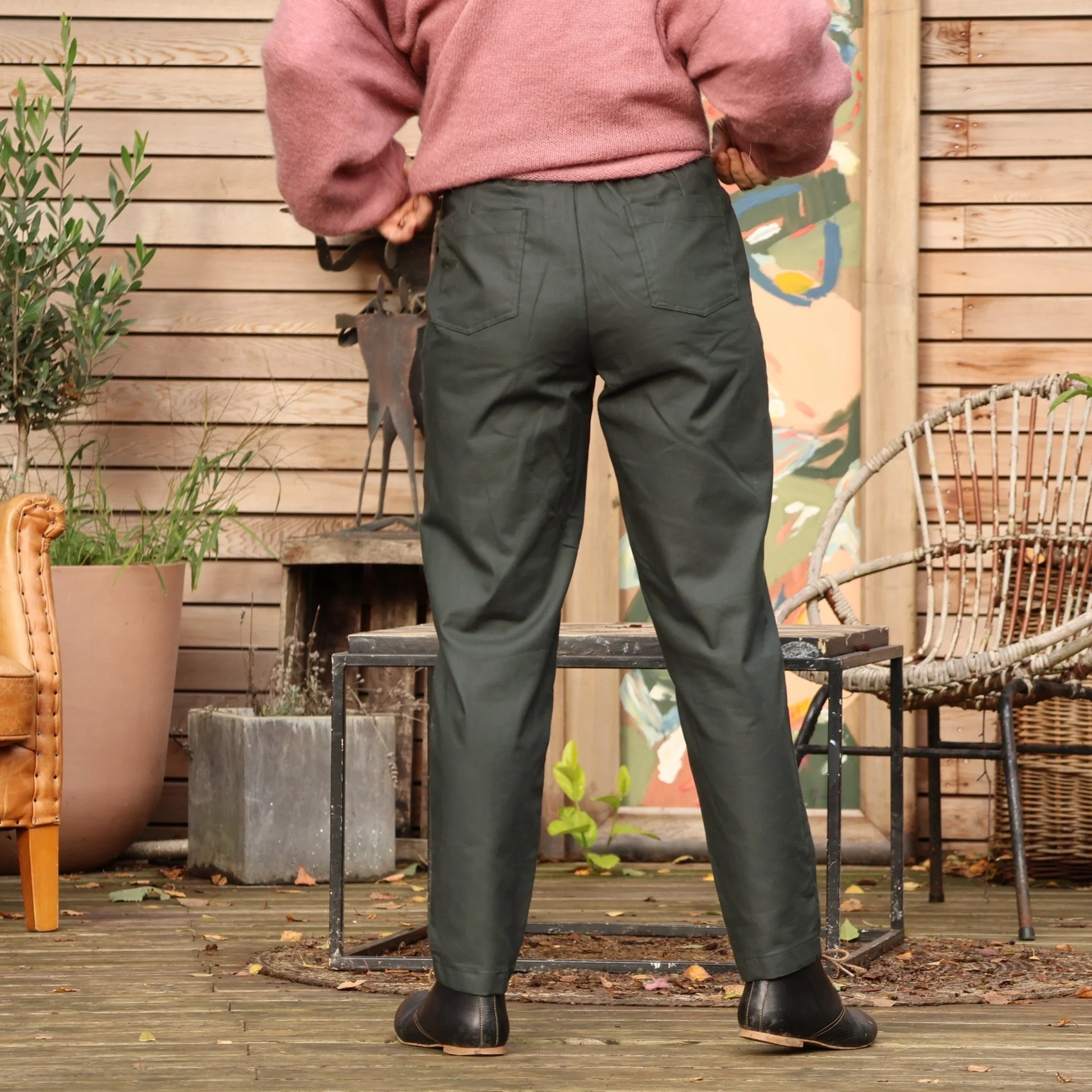 Pantalon Enzo - sergé de coton vert anglais - Image 4