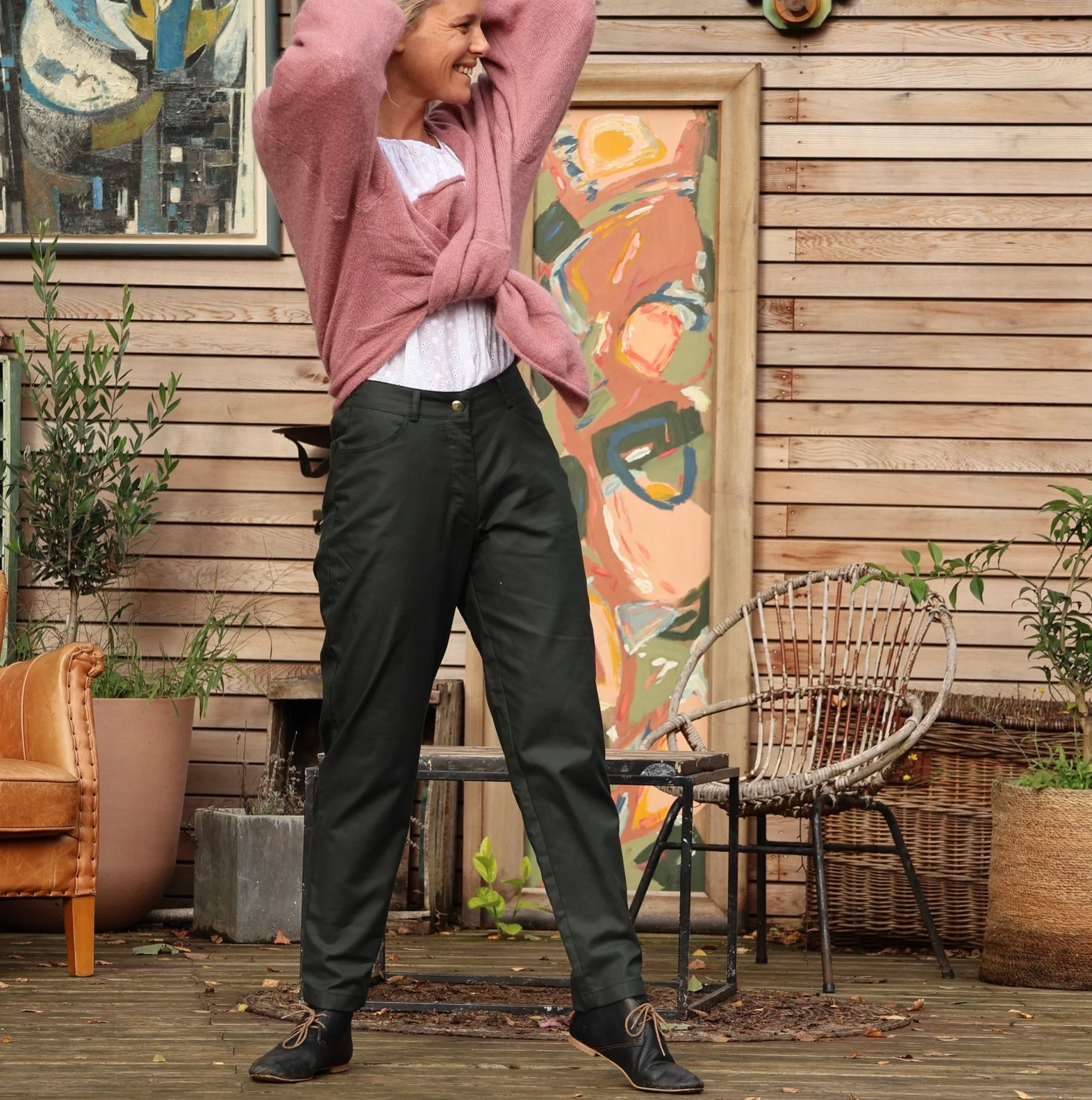 Pantalon Enzo - sergé de coton vert anglais - Image 7