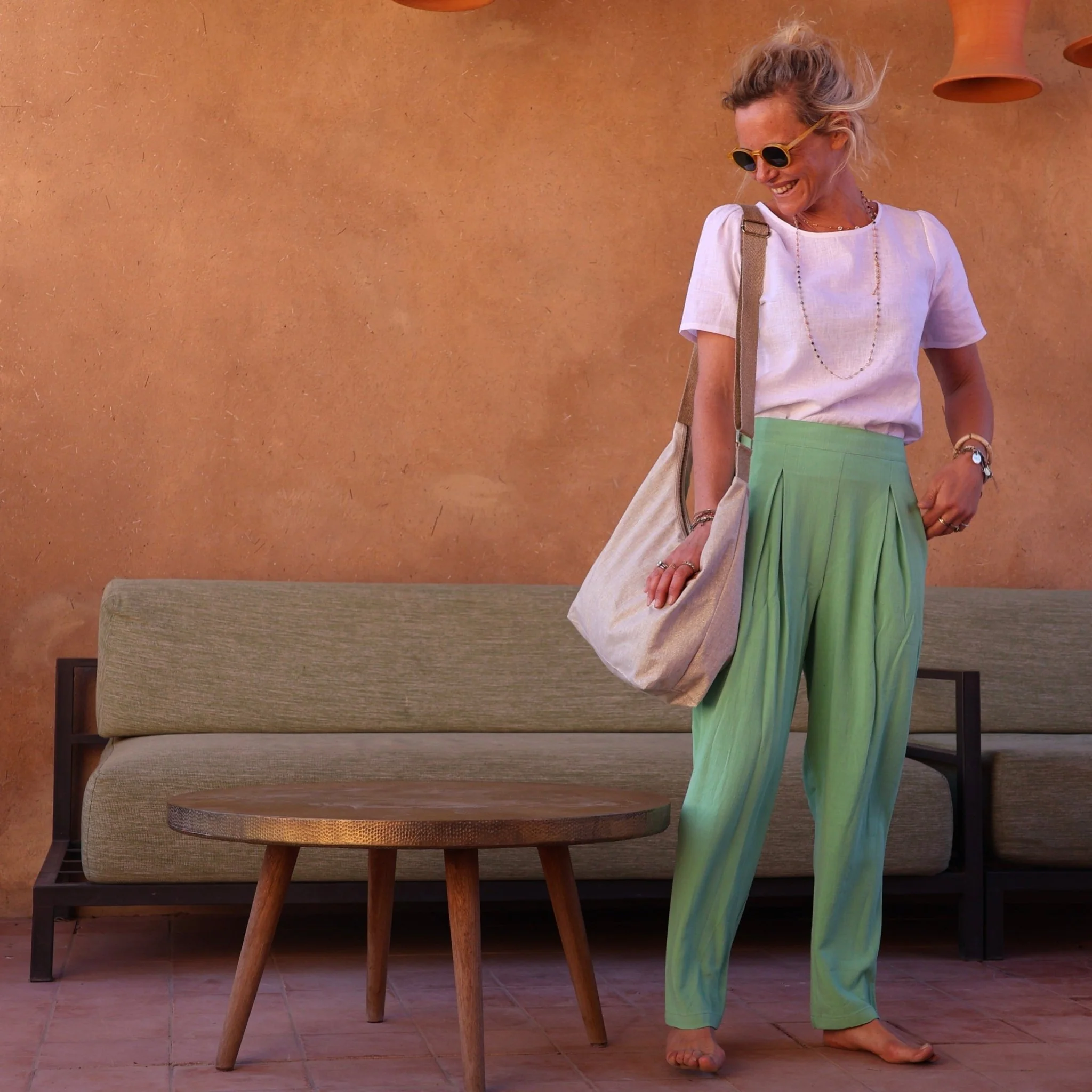 Pantalon Ernest viscose/lin vert frais - Image 7