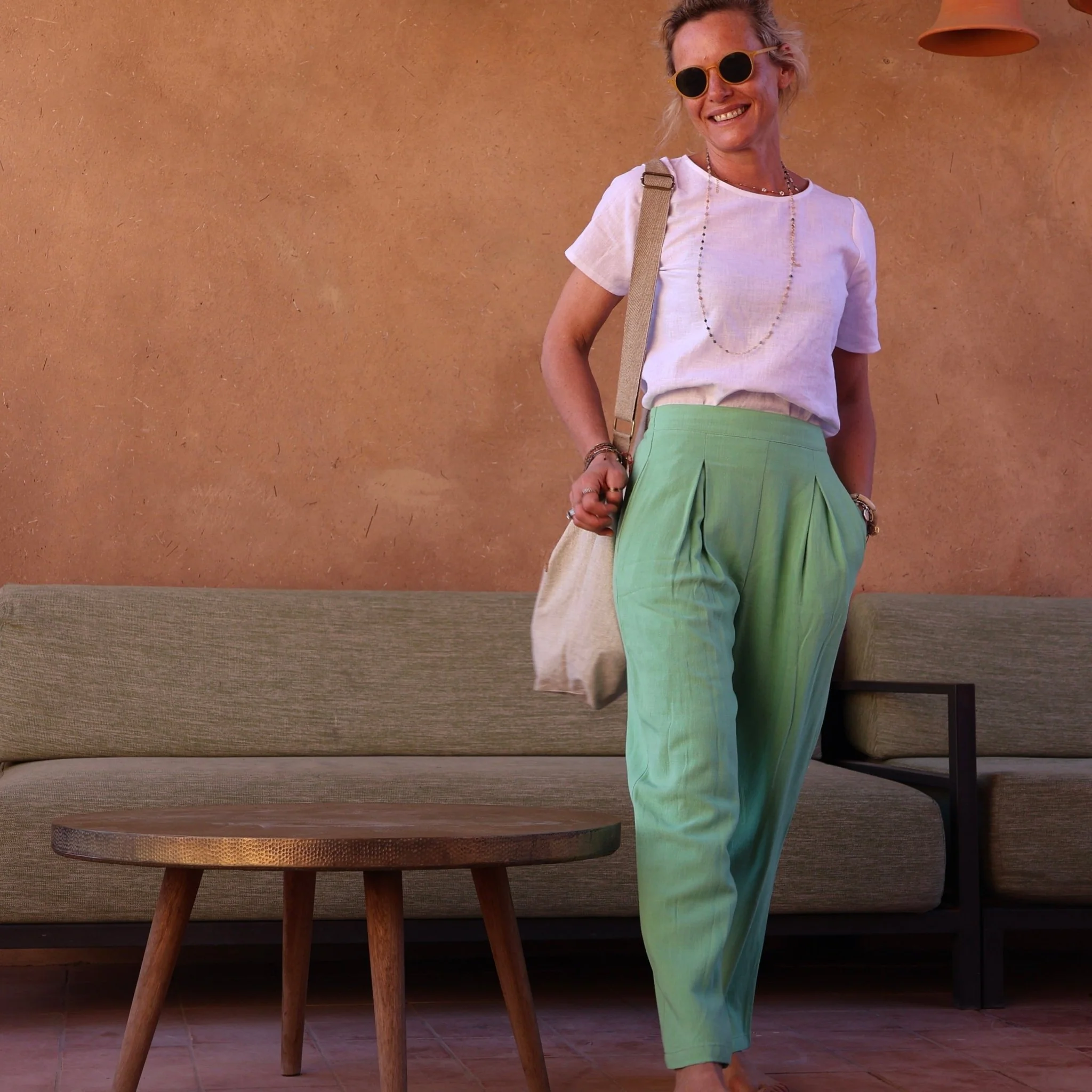Pantalon Ernest viscose/lin vert frais - Image 8