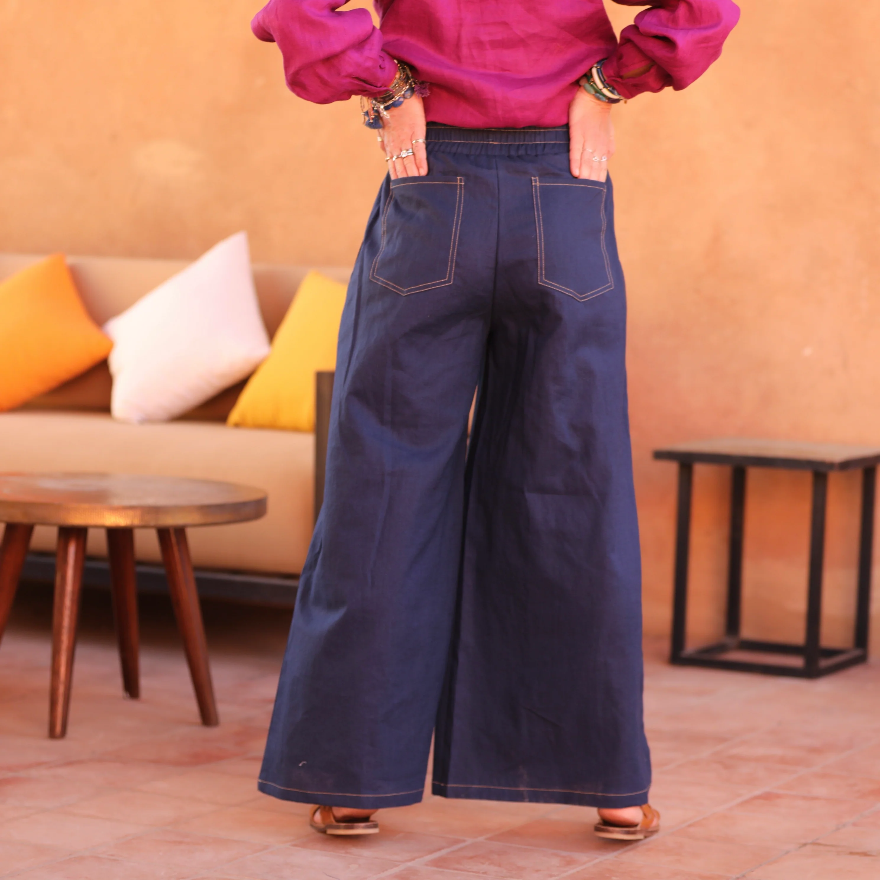 Pantalon Lazare lin lavé indigo