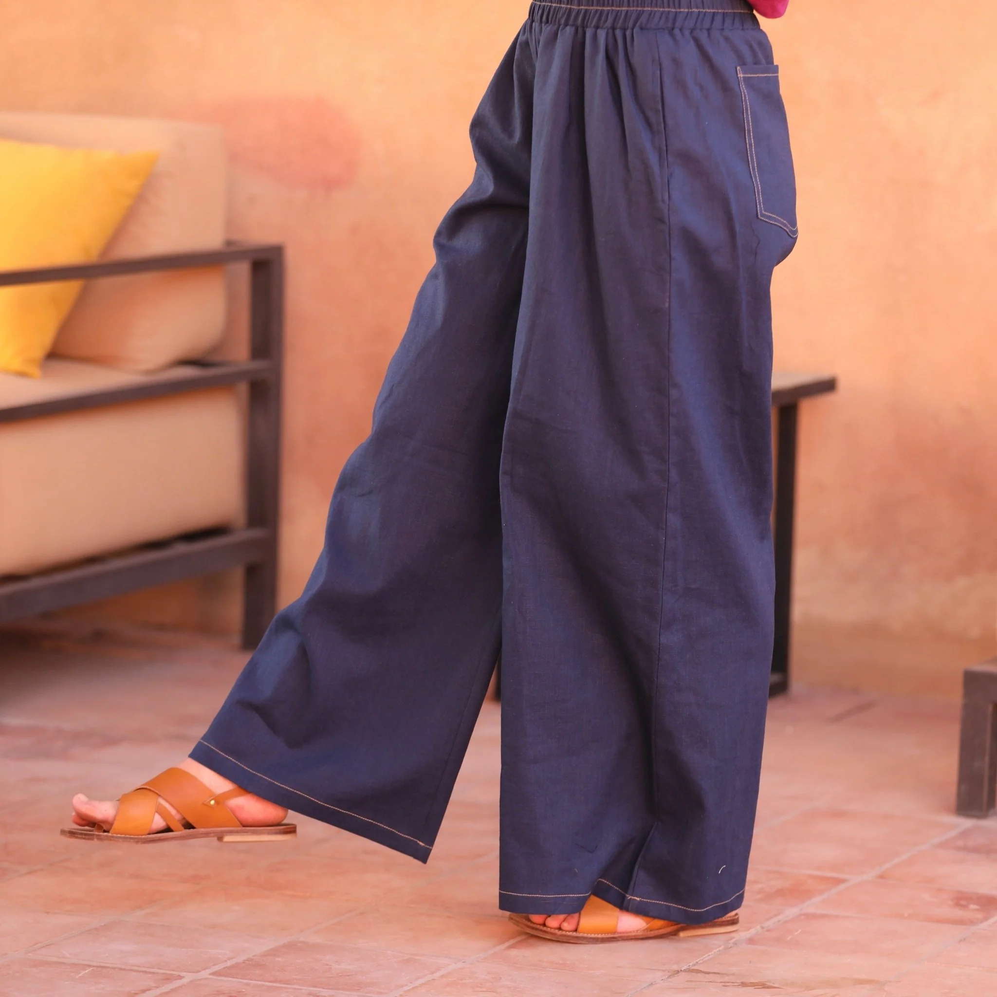 Pantalon Lazare lin lavé indigo - Image 6