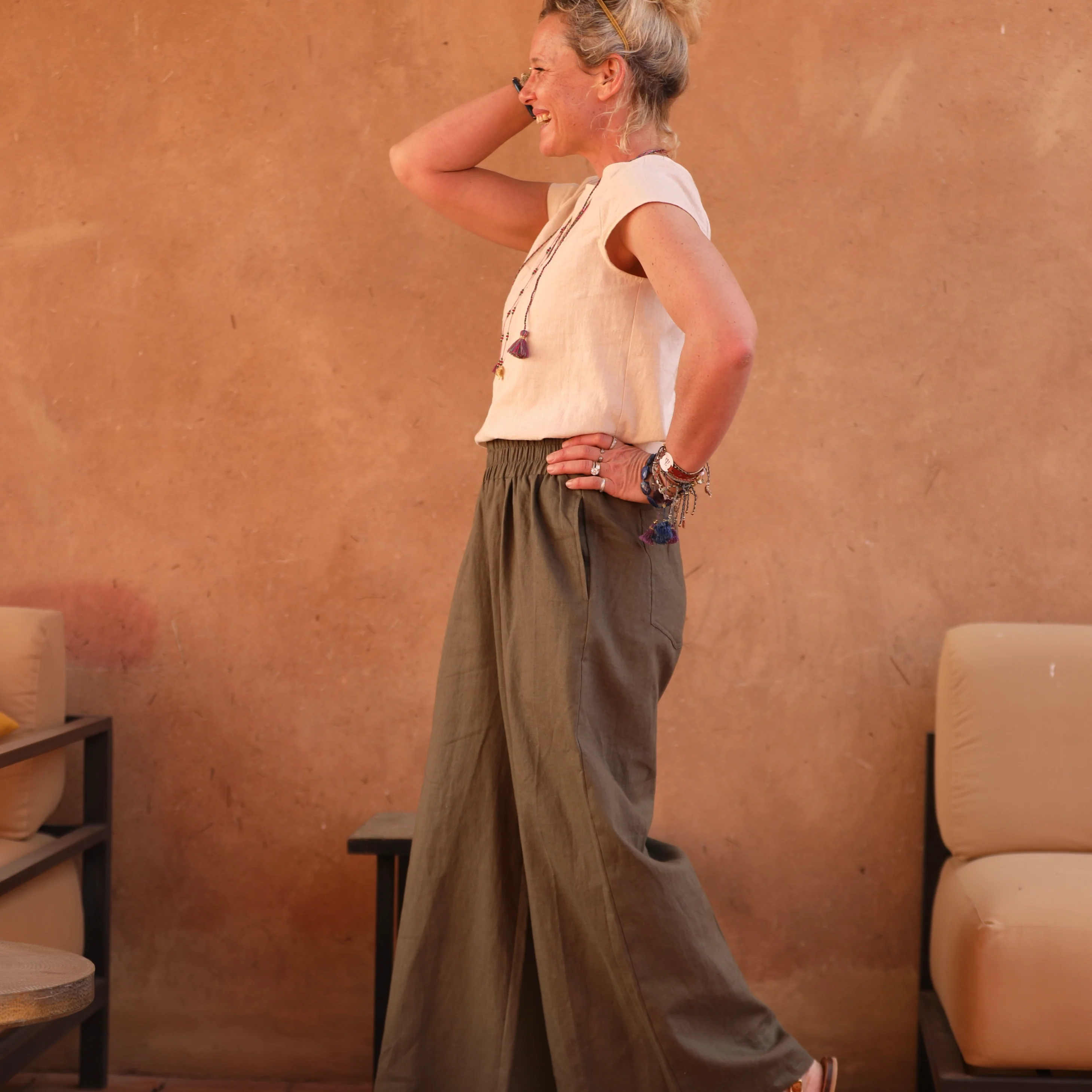 Pantalon Lazare lin lavé kaki - Image 4