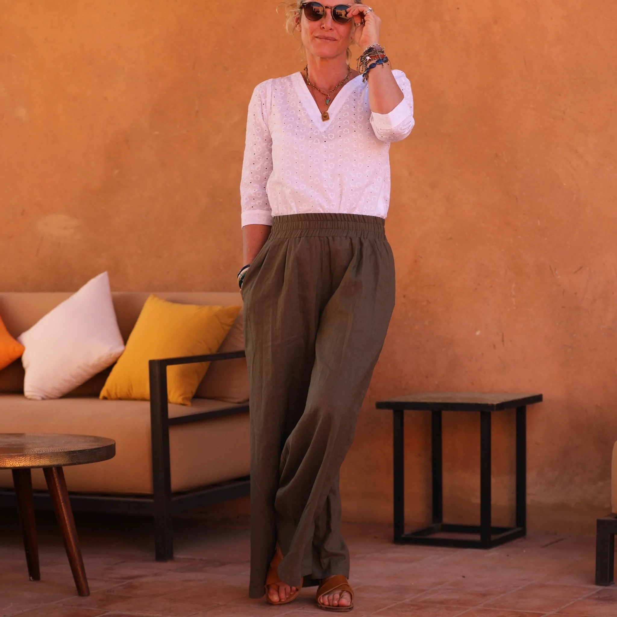 Pantalon Lazare lin lavé kaki - Image 6