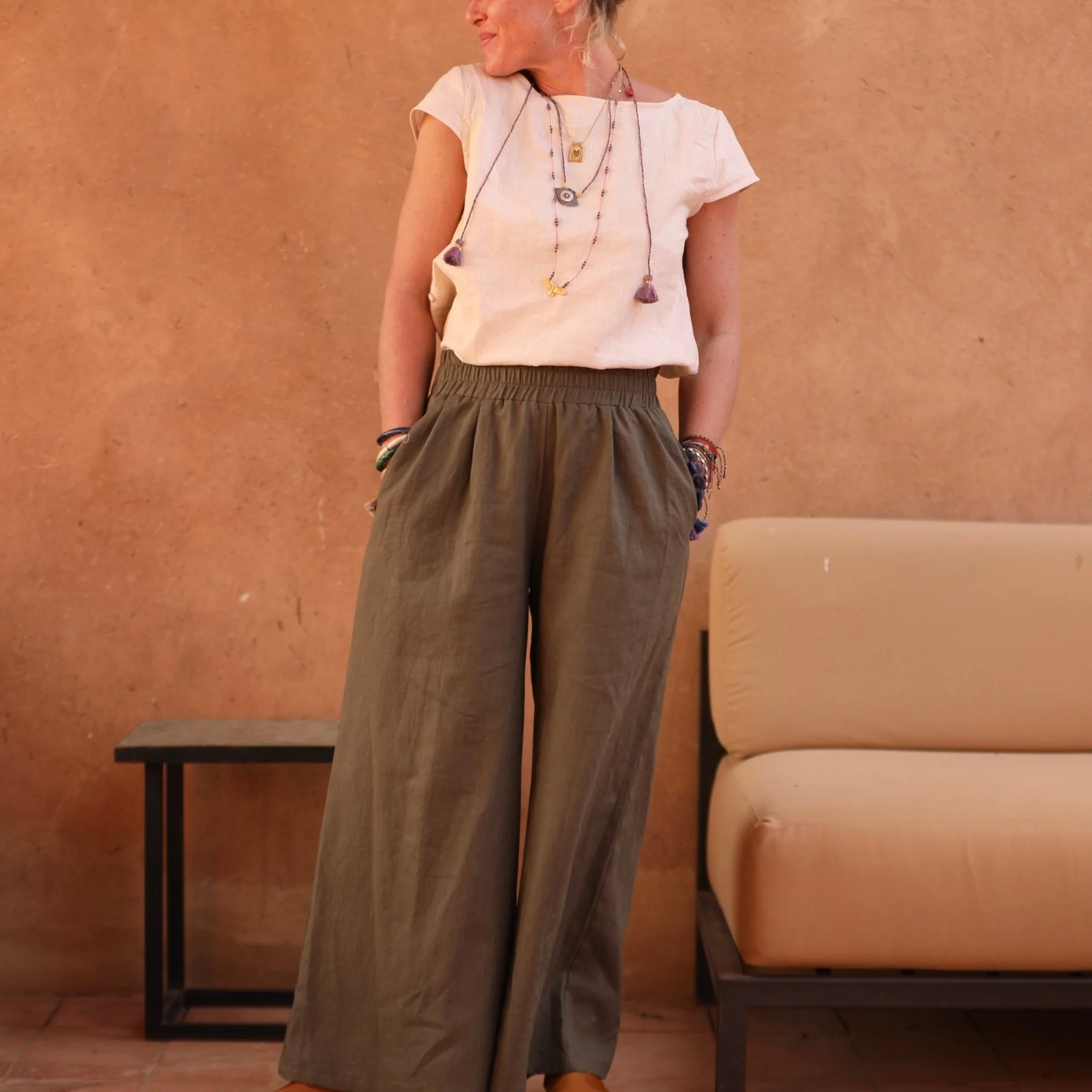 Pantalon Lazare lin lavé kaki - Image 7
