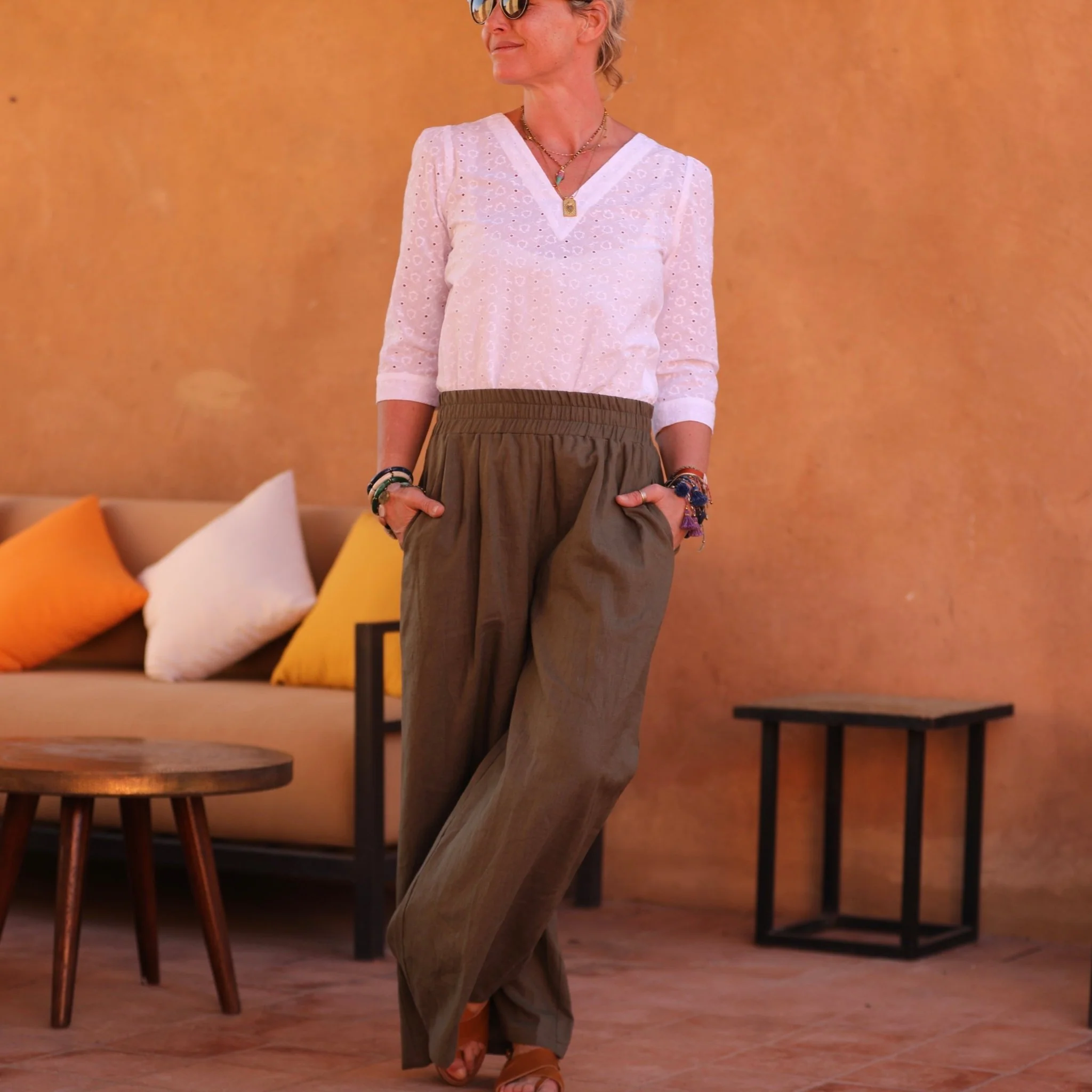 Pantalon Lazare lin lavé kaki - Image 8